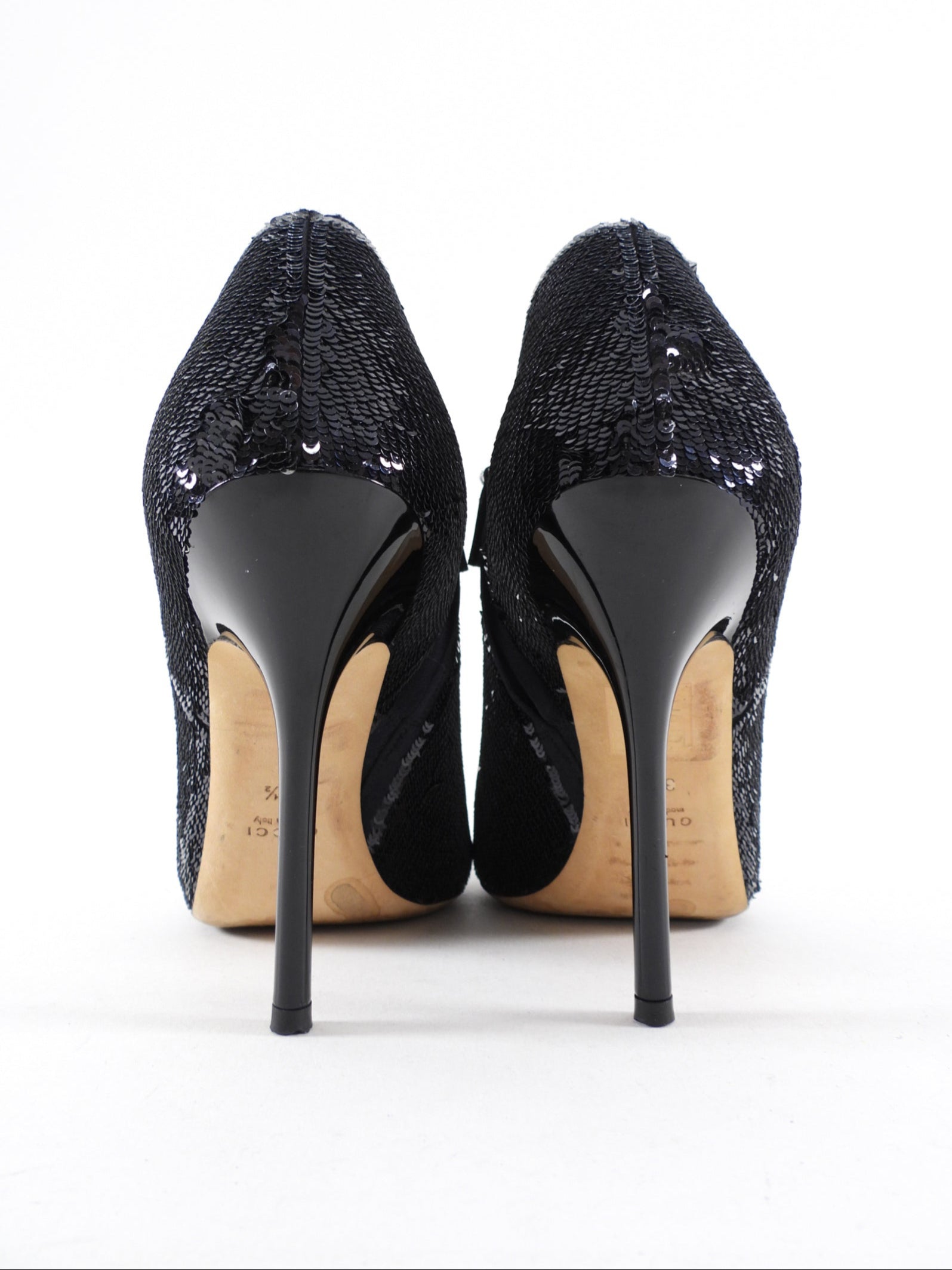 Gucci Black Sequin Paillette High Heel Ankle Booties - 37.5