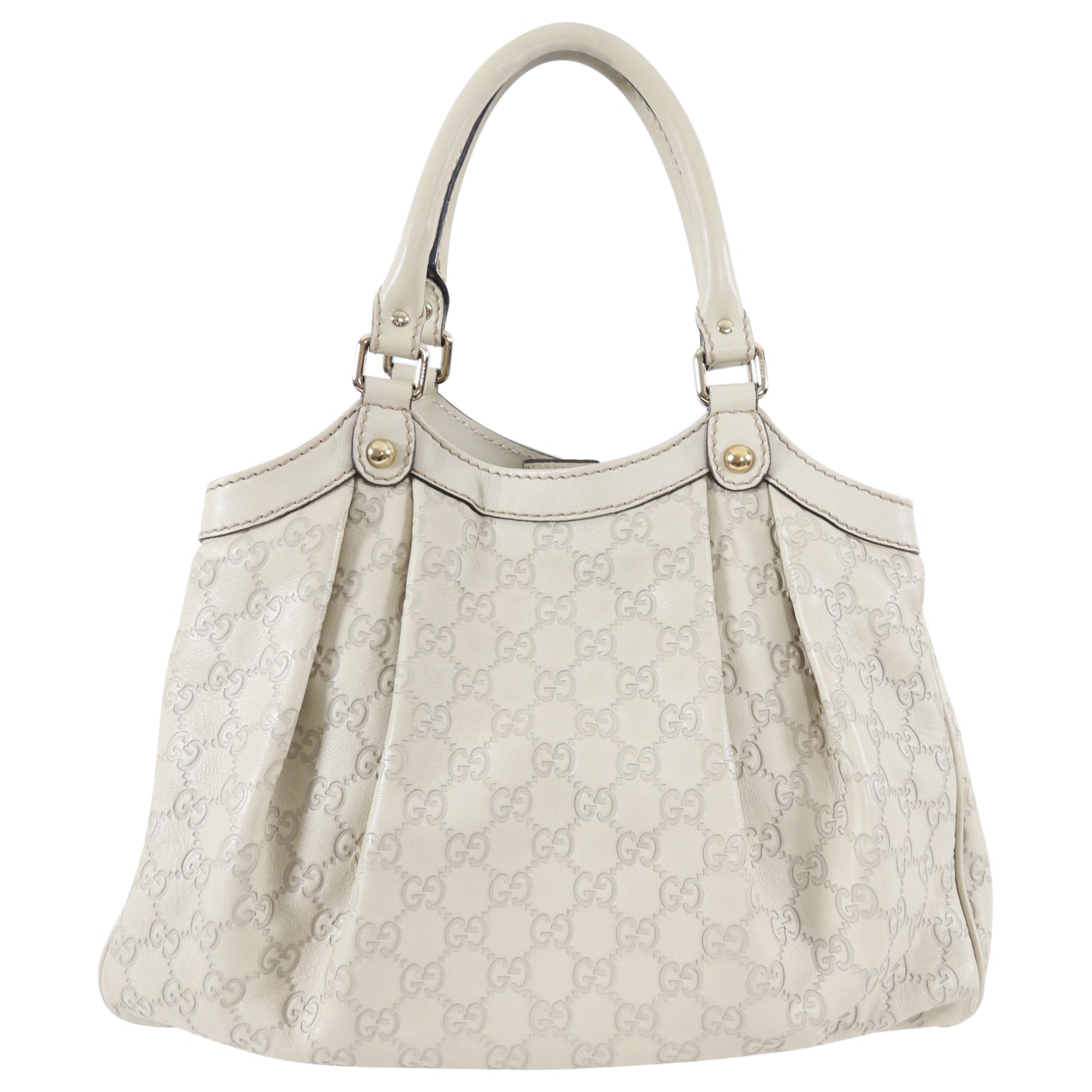 Gucci Guccissima Ivory Sukey Leather Medium Hobo Shoulder Bag