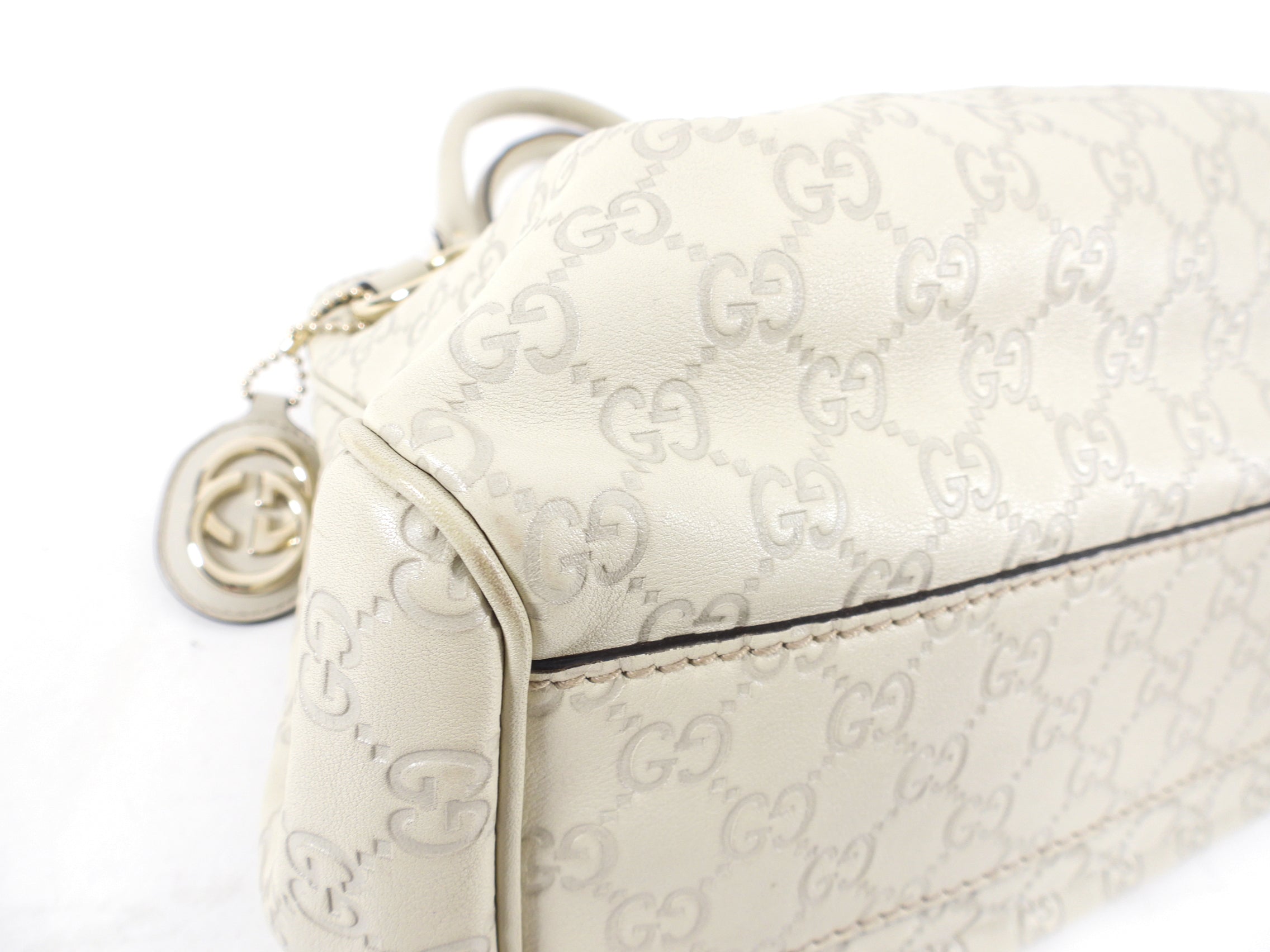 Gucci Guccissima Ivory Sukey Leather Medium Hobo Shoulder Bag