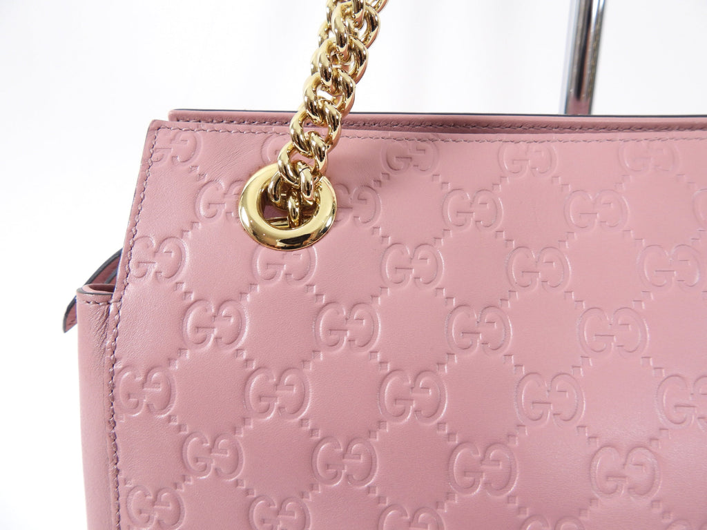 Gucci Guccissima Pink Monogram Small Chain Strap Tote Bag