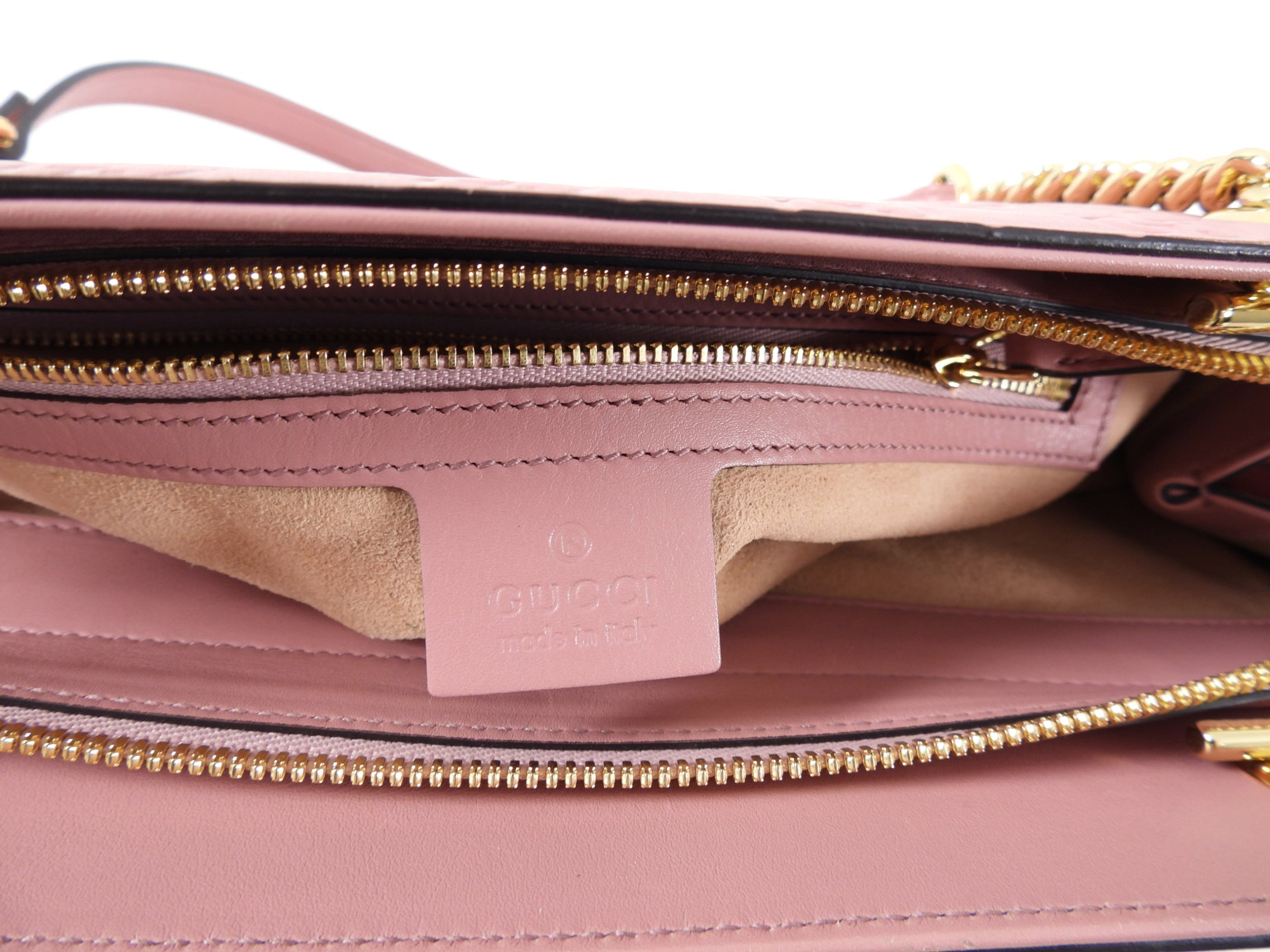 Gucci Guccissima Pink Monogram Small Chain Strap Tote Bag