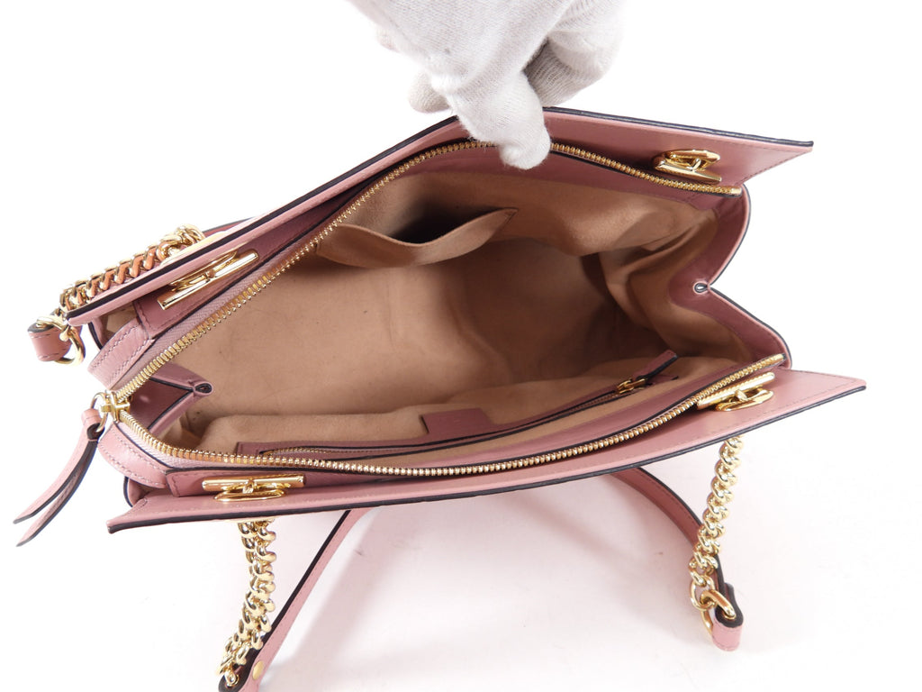 Gucci Guccissima Pink Monogram Small Chain Strap Tote Bag