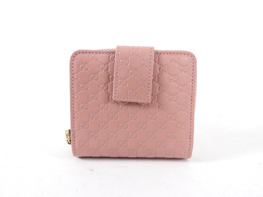 Gucci Pink Micro Guccissima Leather Compact Wallet
