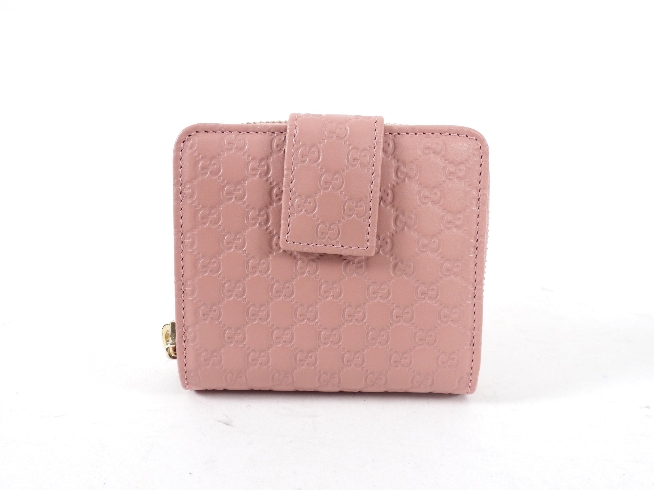Gucci Pink Micro Guccissima Leather Compact Wallet