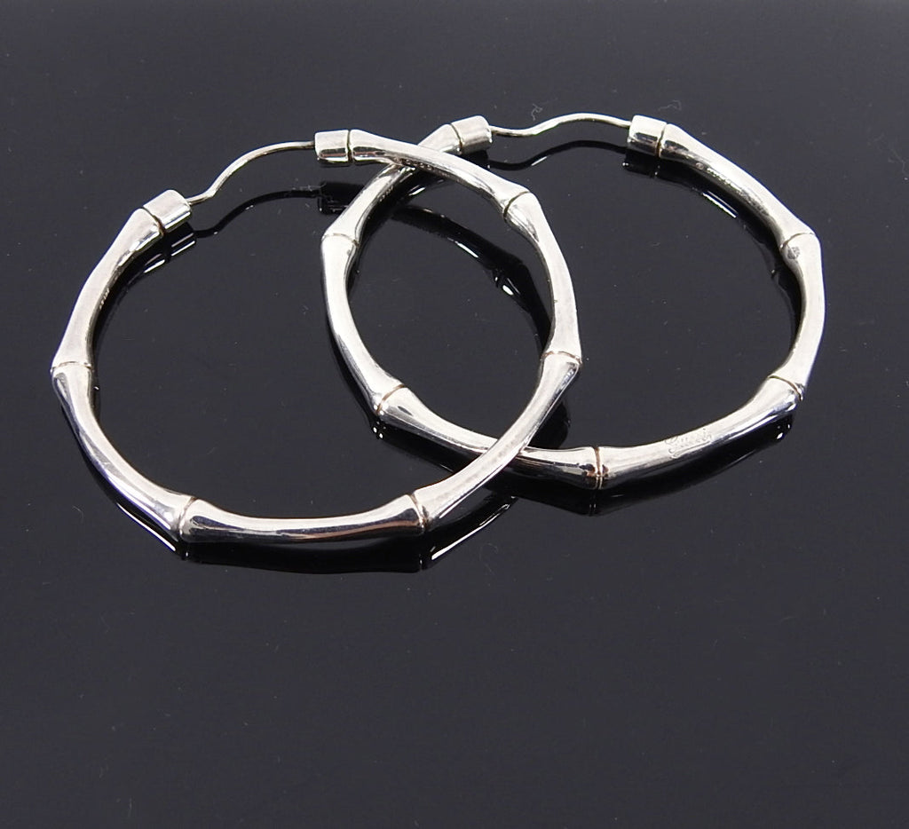 Gucci Sterling Silver Bamboo Hoop Earrings