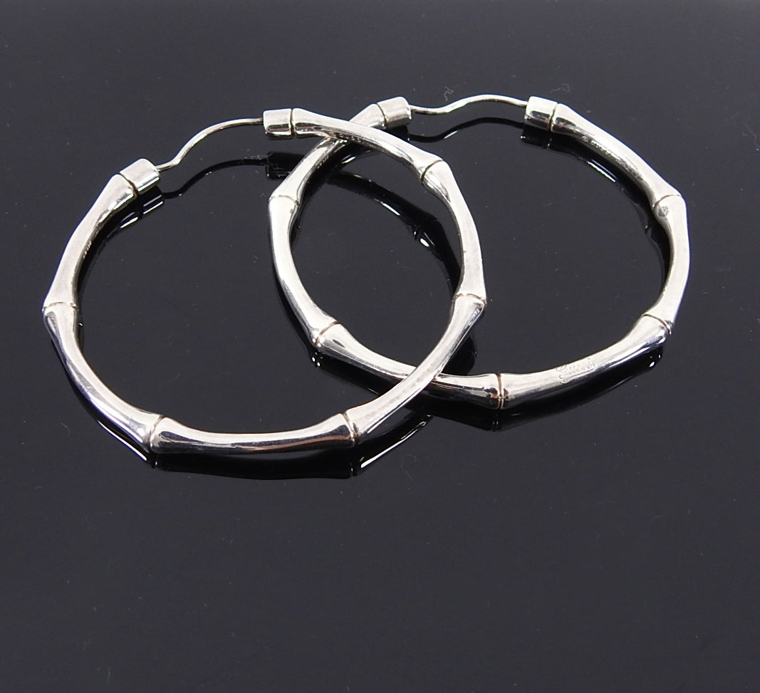 Gucci Sterling Silver Bamboo Hoop Earrings