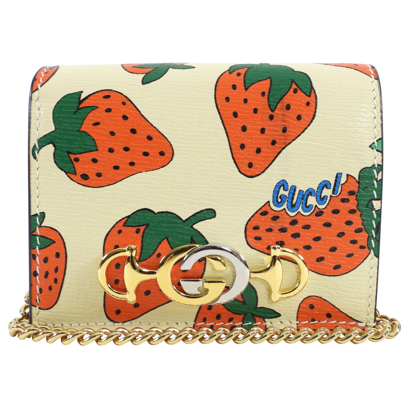 Gucci Zumi Mini Strawberry Wallet with Chain