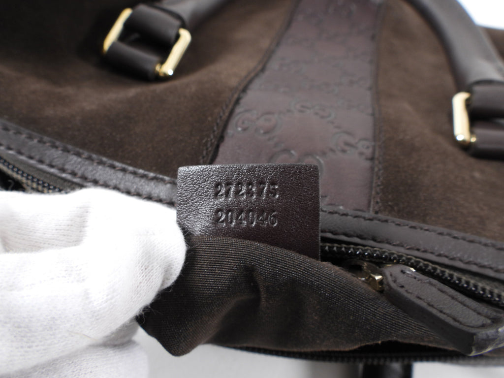 Gucci Brown Small Suede Boston Guccissima Bag