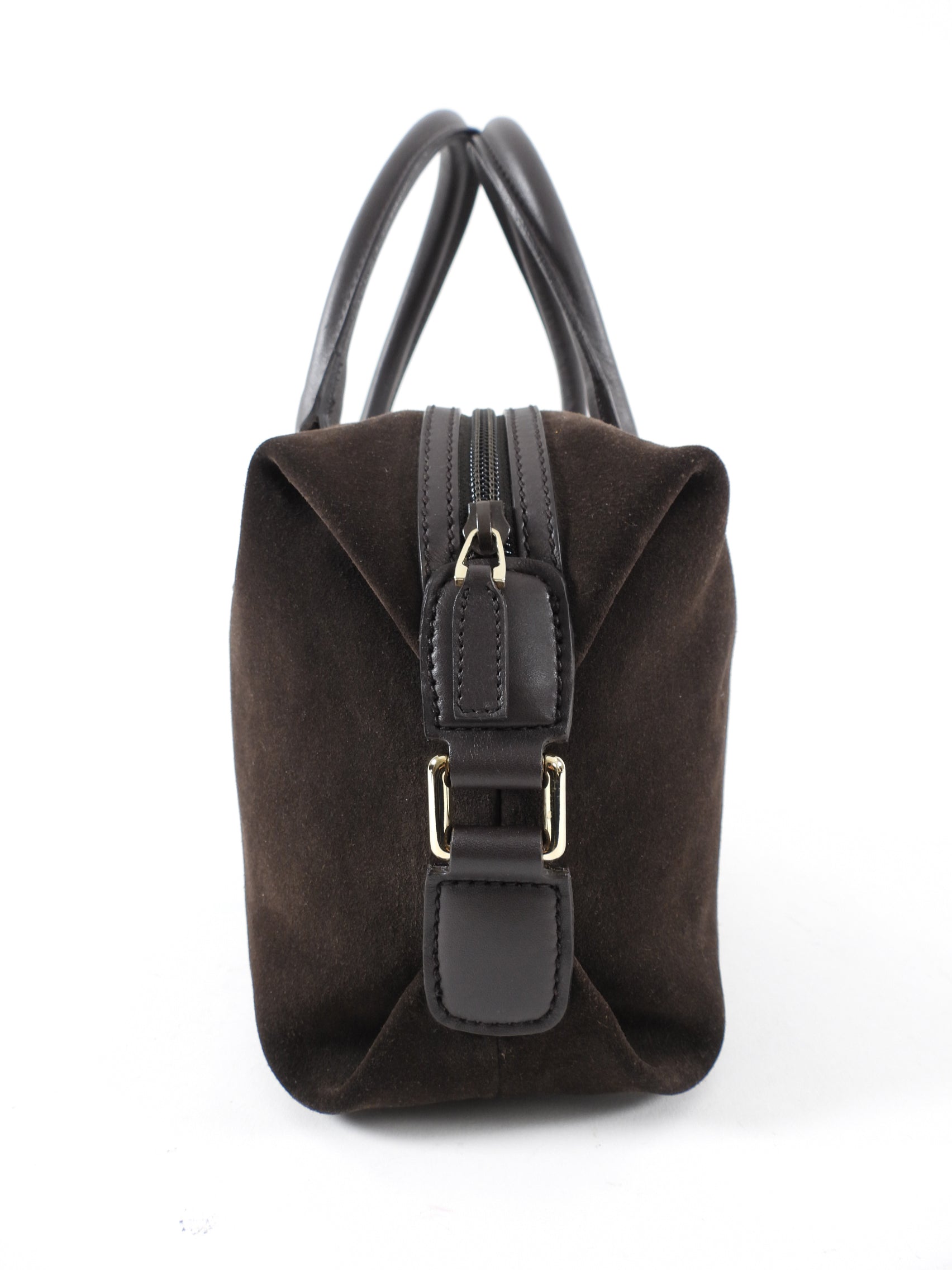 Gucci Brown Small Suede Boston Guccissima Bag
