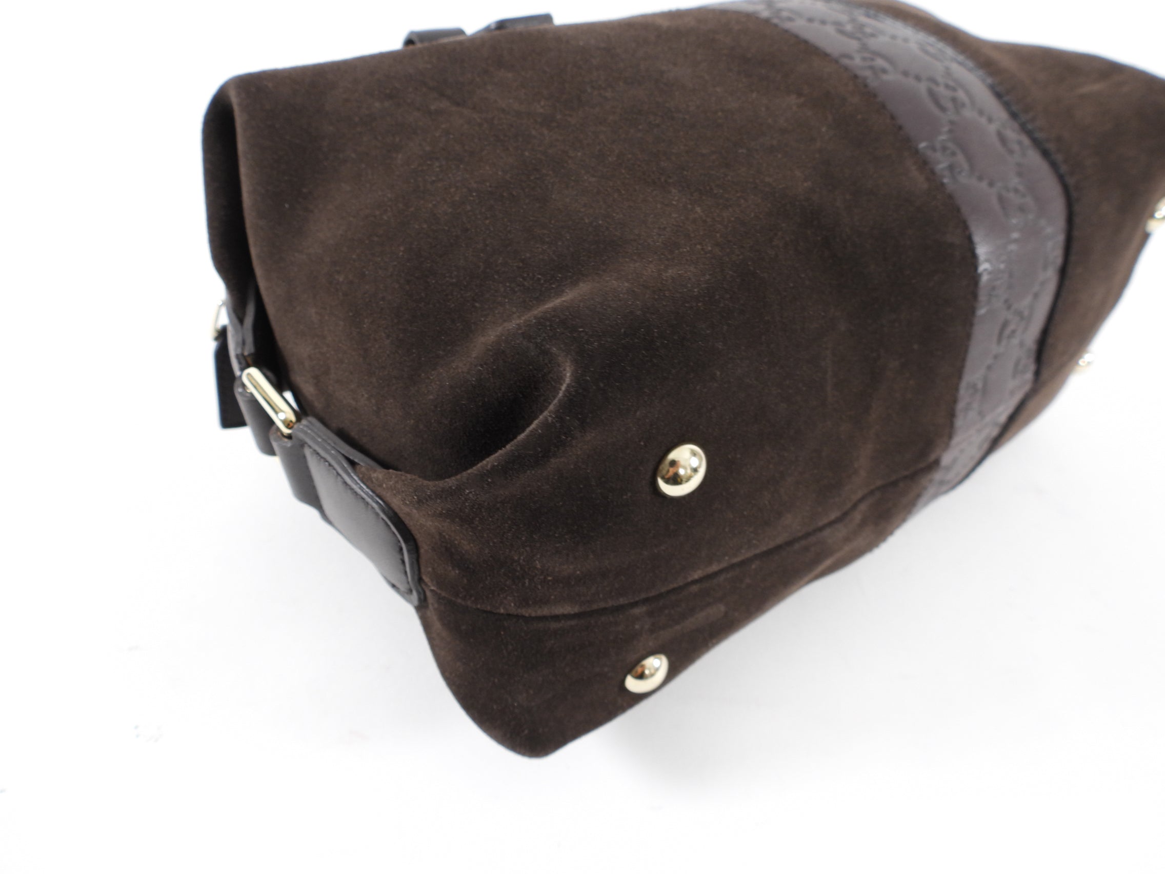 Gucci Brown Small Suede Boston Guccissima Bag