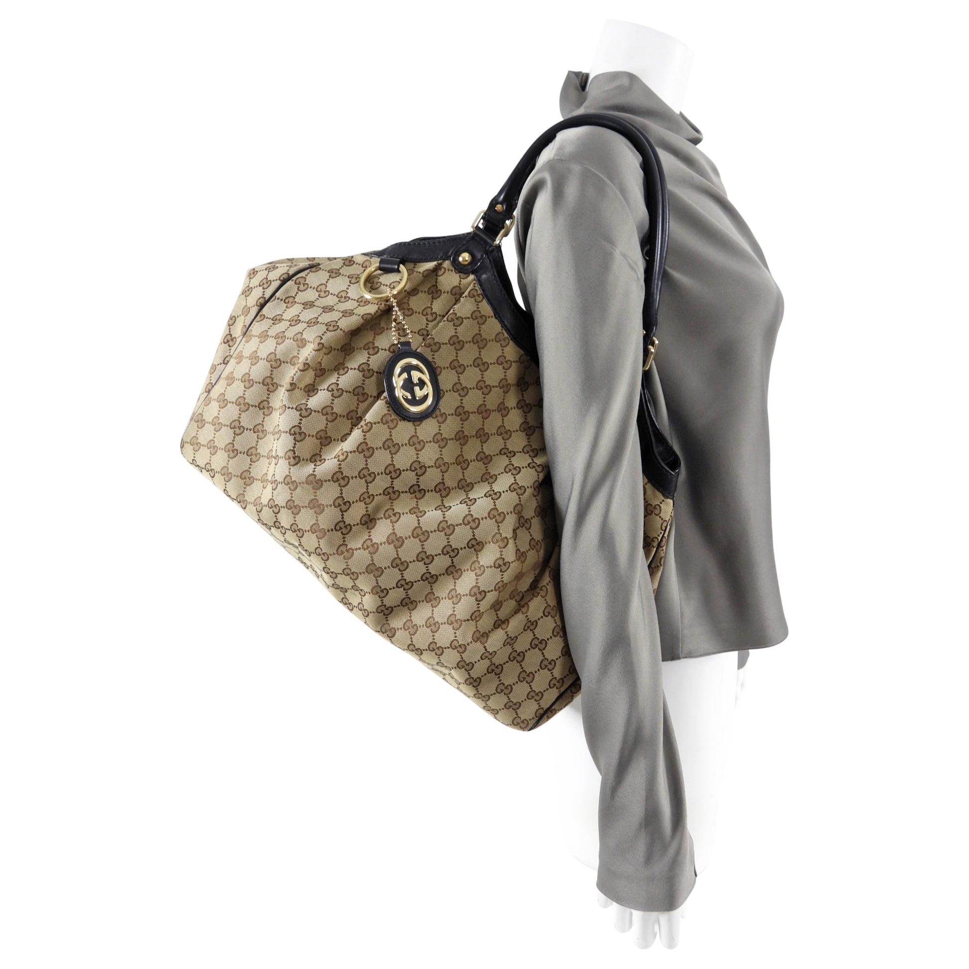 Gucci Monogram Canvas Sukey Large Shoulder Bag