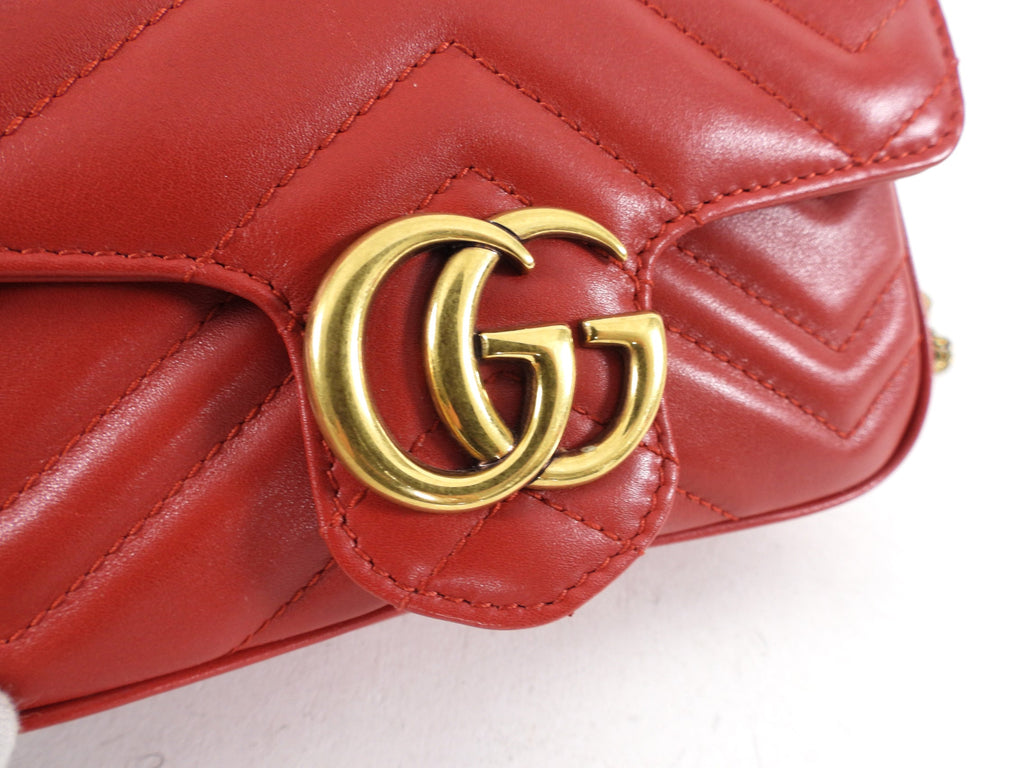 Gucci Super Mini Red Matelasse Marmont Bag