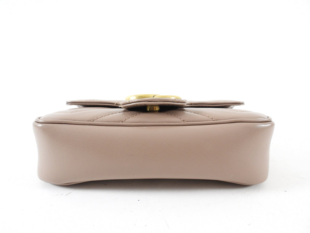 Gucci Marmont Super Mini Beige Leather Crossbody Chain Bag