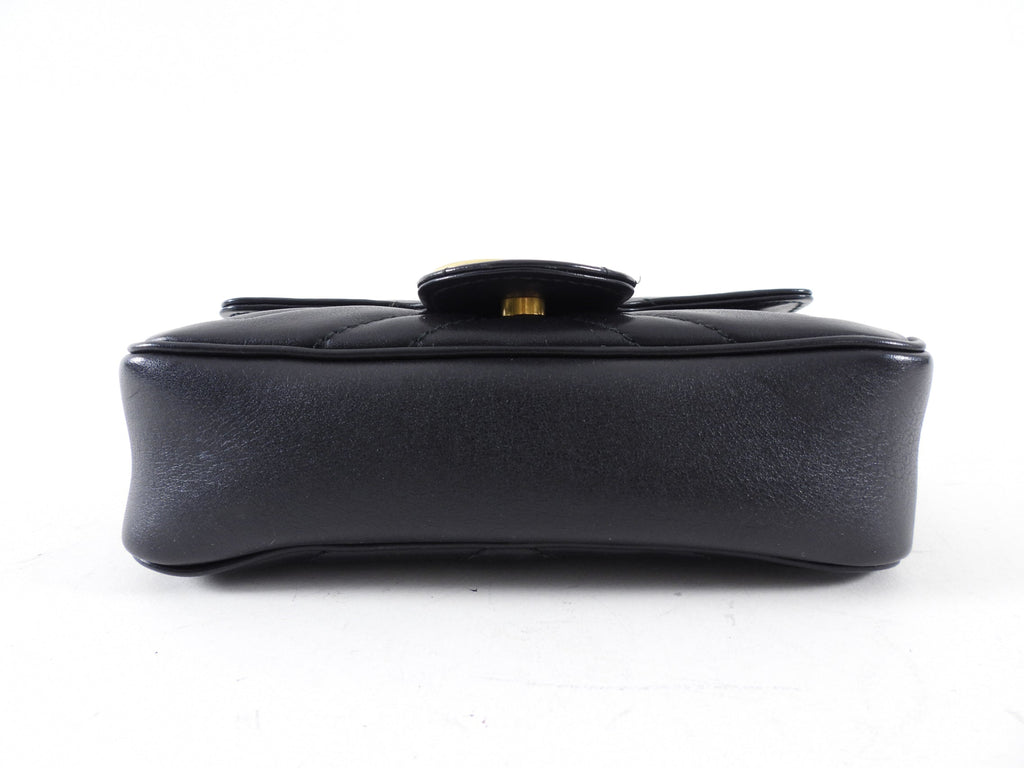 Gucci Marmont Super Mini Black Leather Crossbody Chain Bag