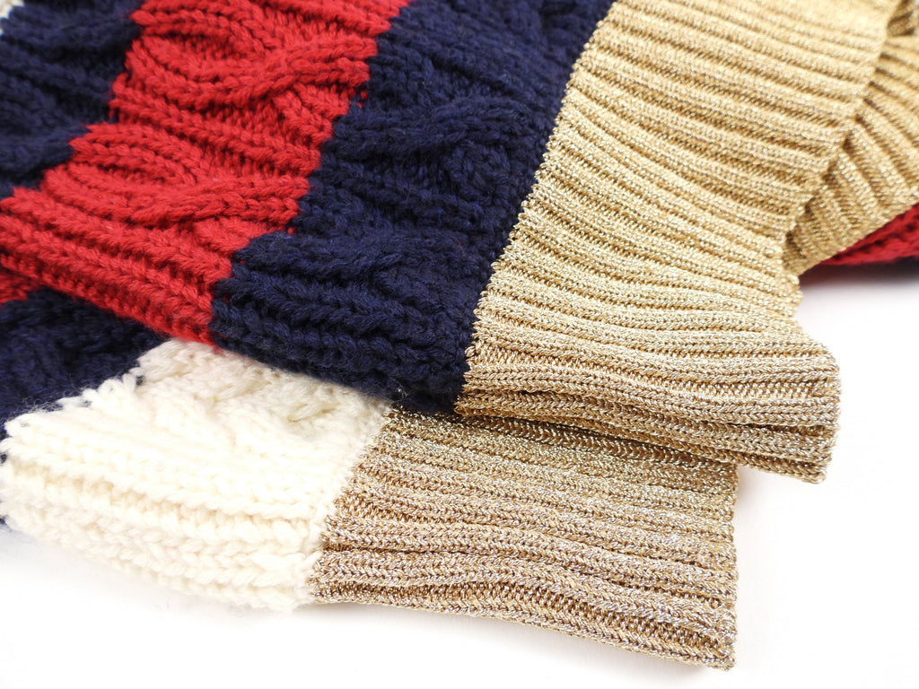 Gucci Striped Wool Knit Sweater with GG Pearl Buttons - Medium