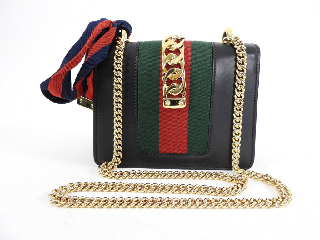 Gucci Small Sylvie Chain Web Bag with Ribbon