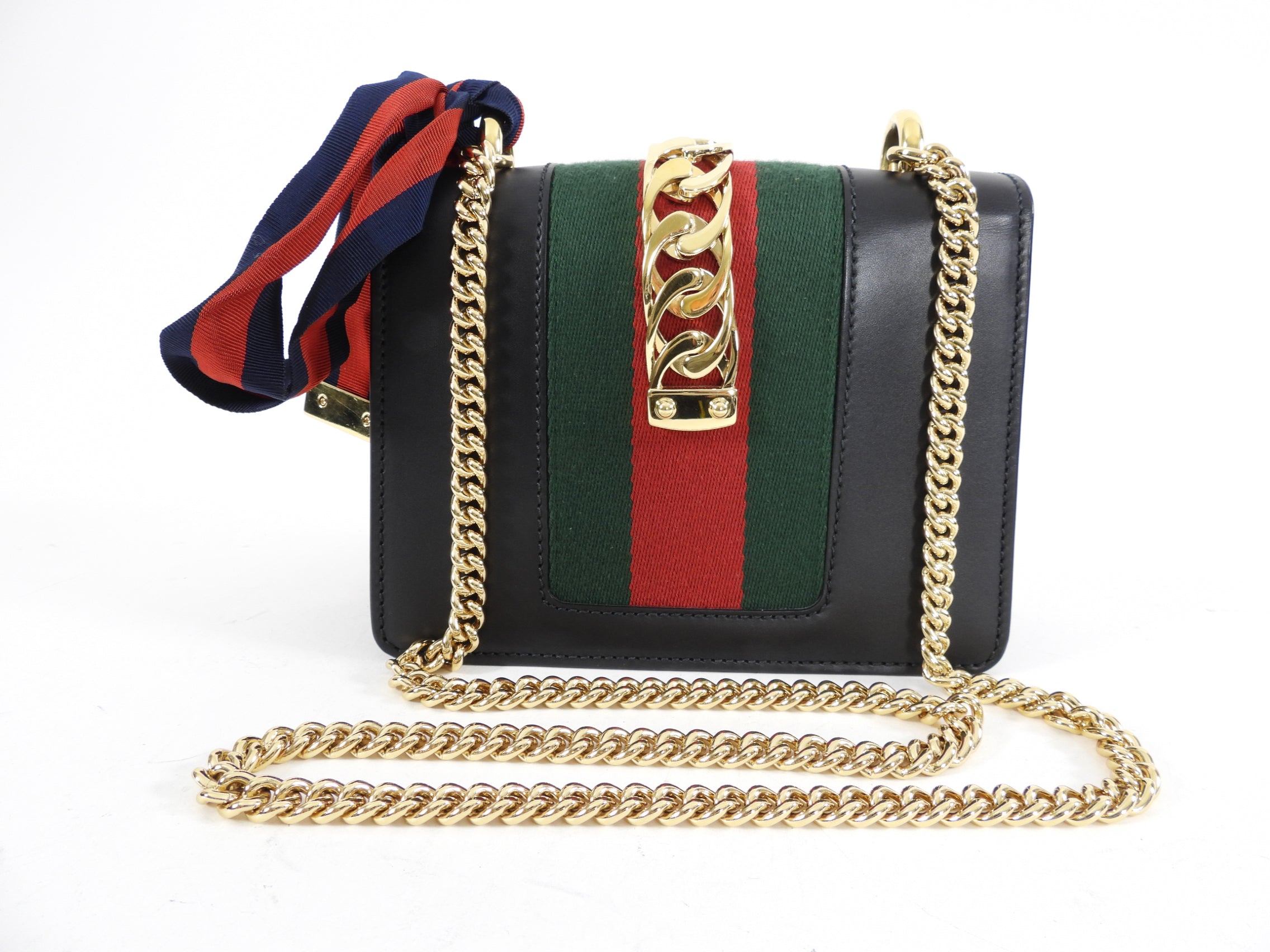 Gucci Small Sylvie Chain Web Bag with Ribbon