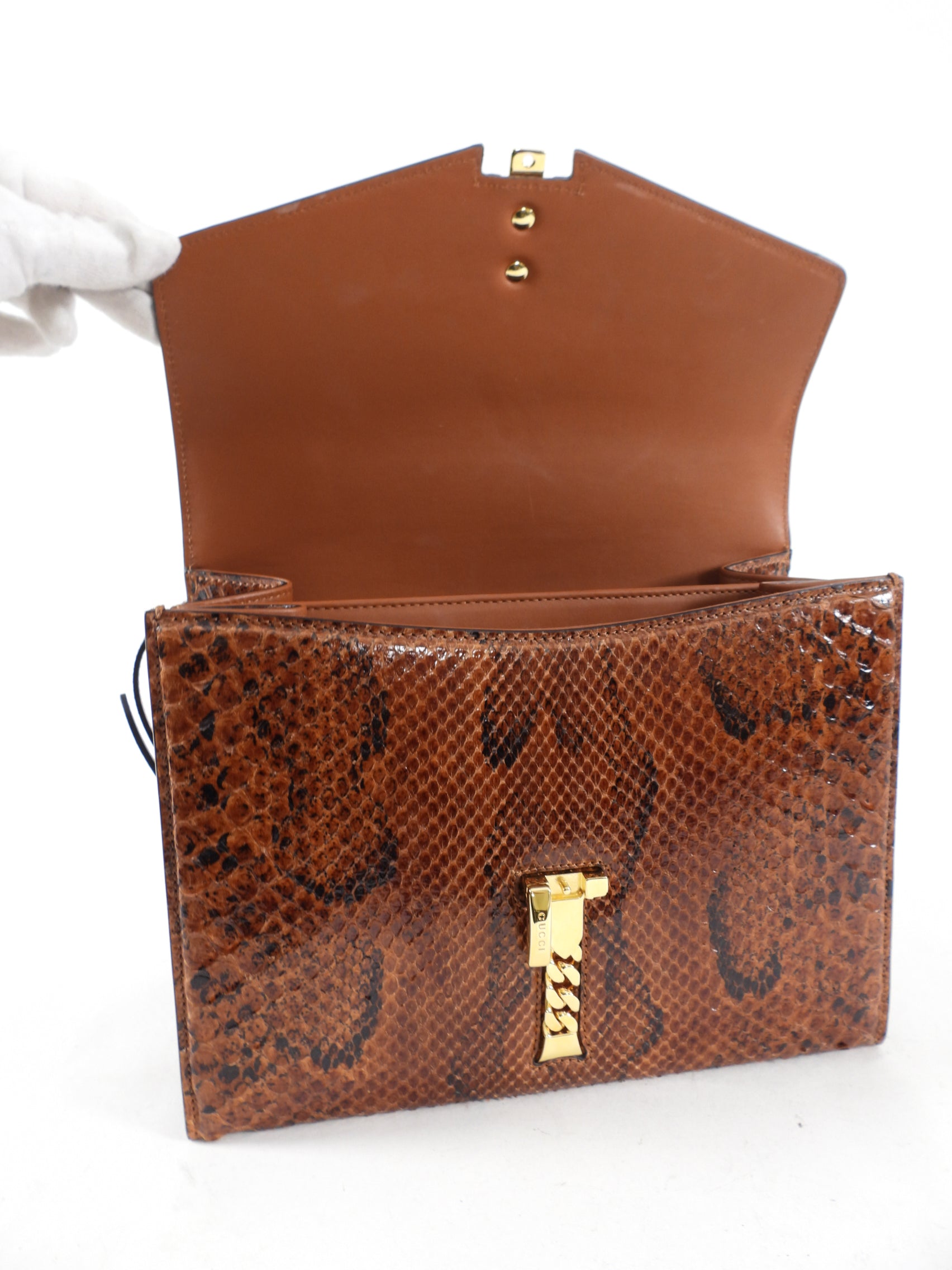 Gucci Sylvie 1969 Python Two Way Top Handle Bag