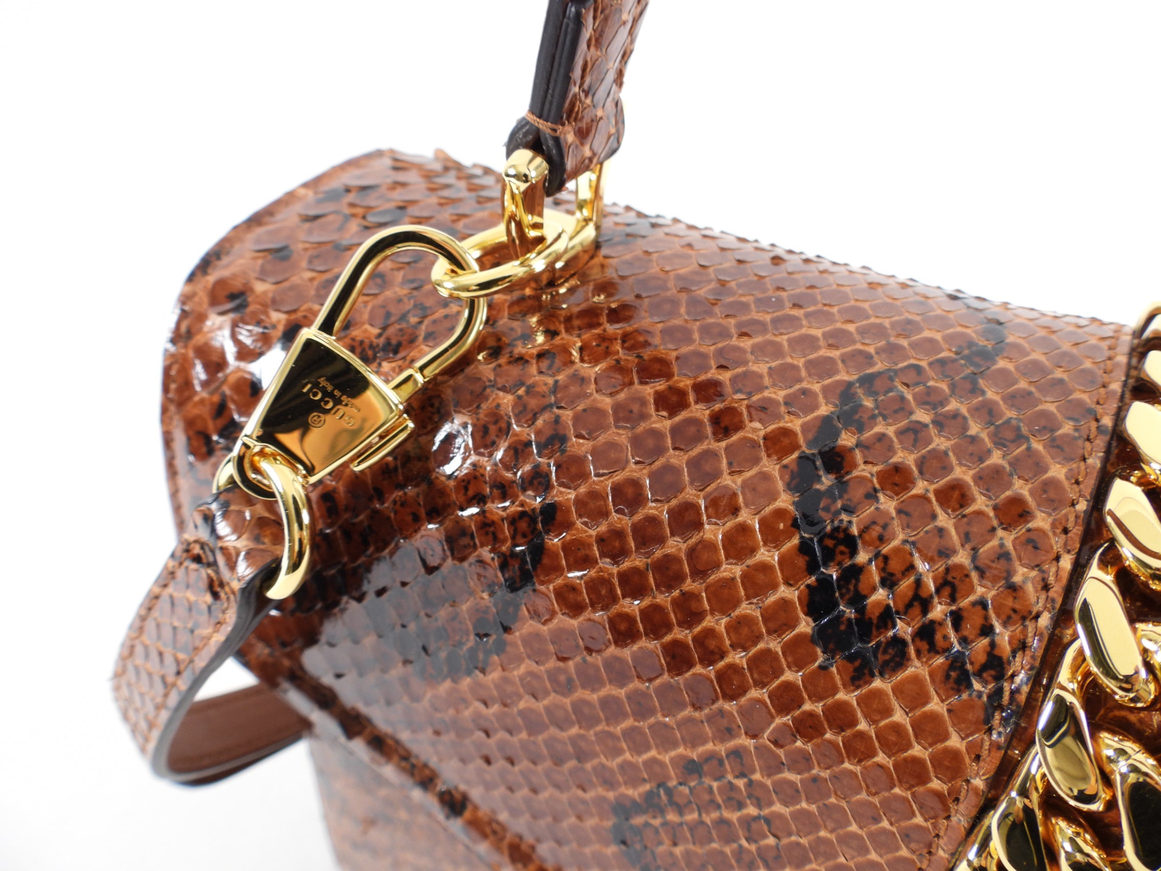 Gucci Sylvie 1969 Python Two Way Top Handle Bag