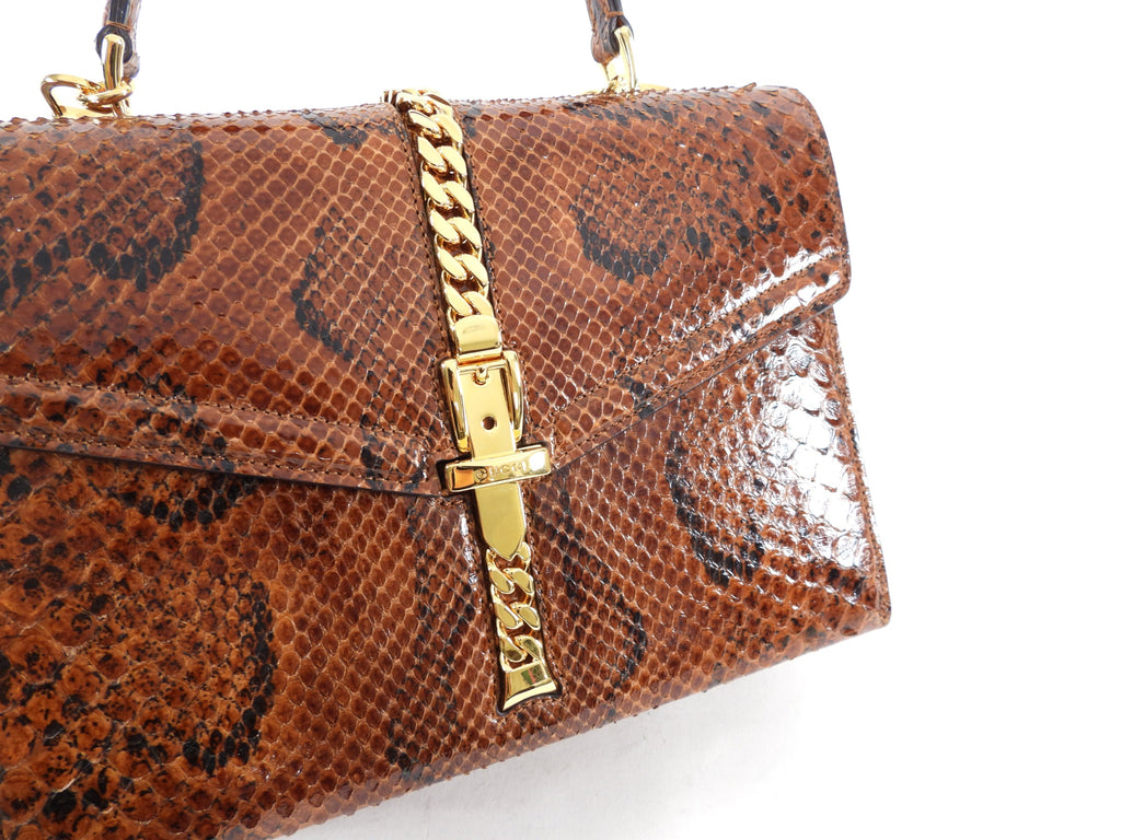 Gucci Sylvie 1969 Python Two Way Top Handle Bag