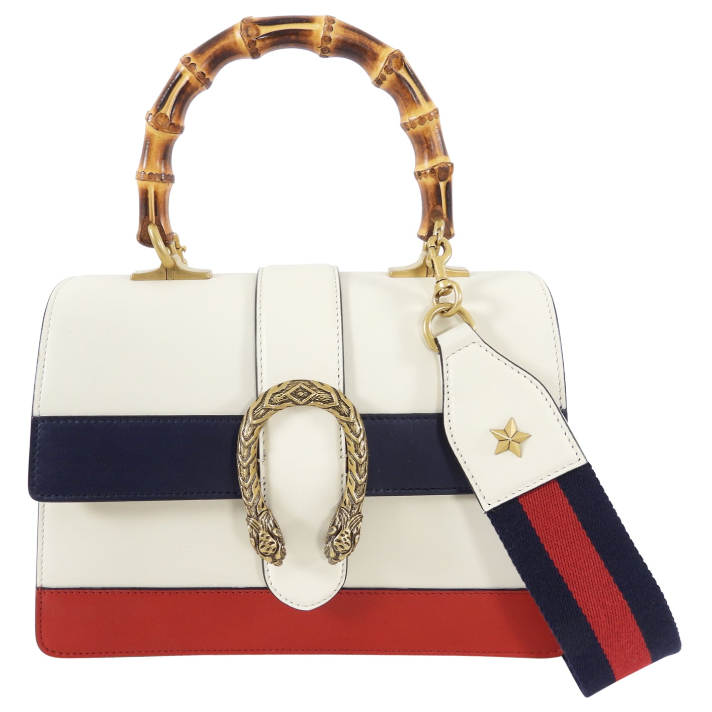 Gucci Medium Dionysus Bamboo Top Handle Stripe Bag