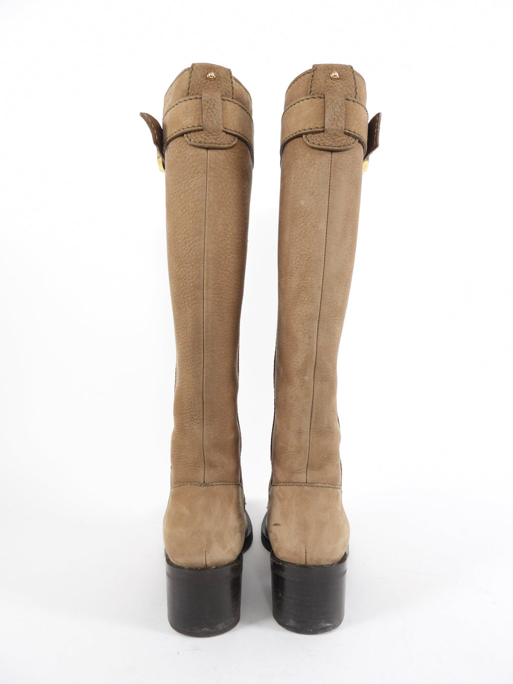Gucci Taupe Brown Nubuck Leather Tall Boots with GG Logo - 36.5