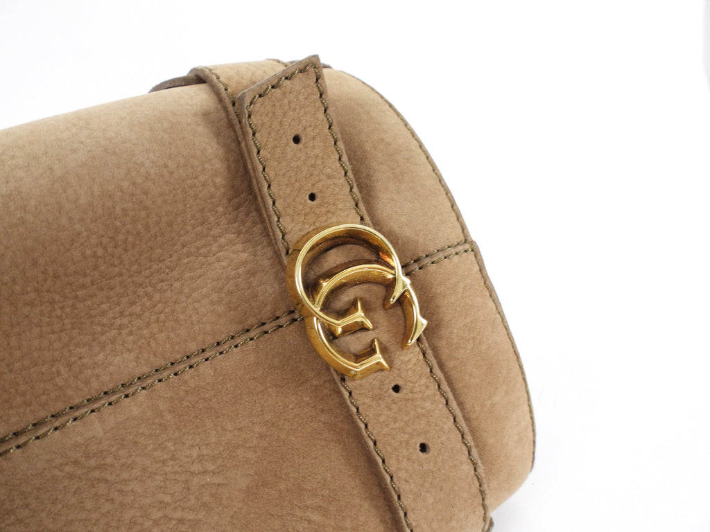 Gucci Taupe Brown Nubuck Leather Tall Boots with GG Logo - 36.5