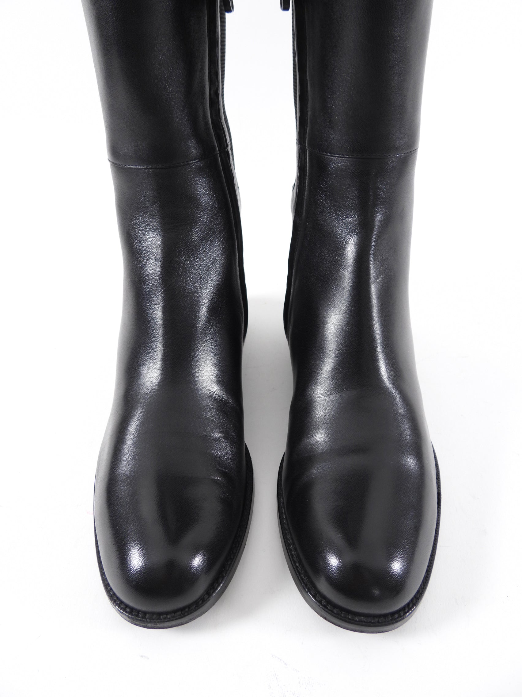 Gucci Black Leather Stretch Knee High Boots - 36.5