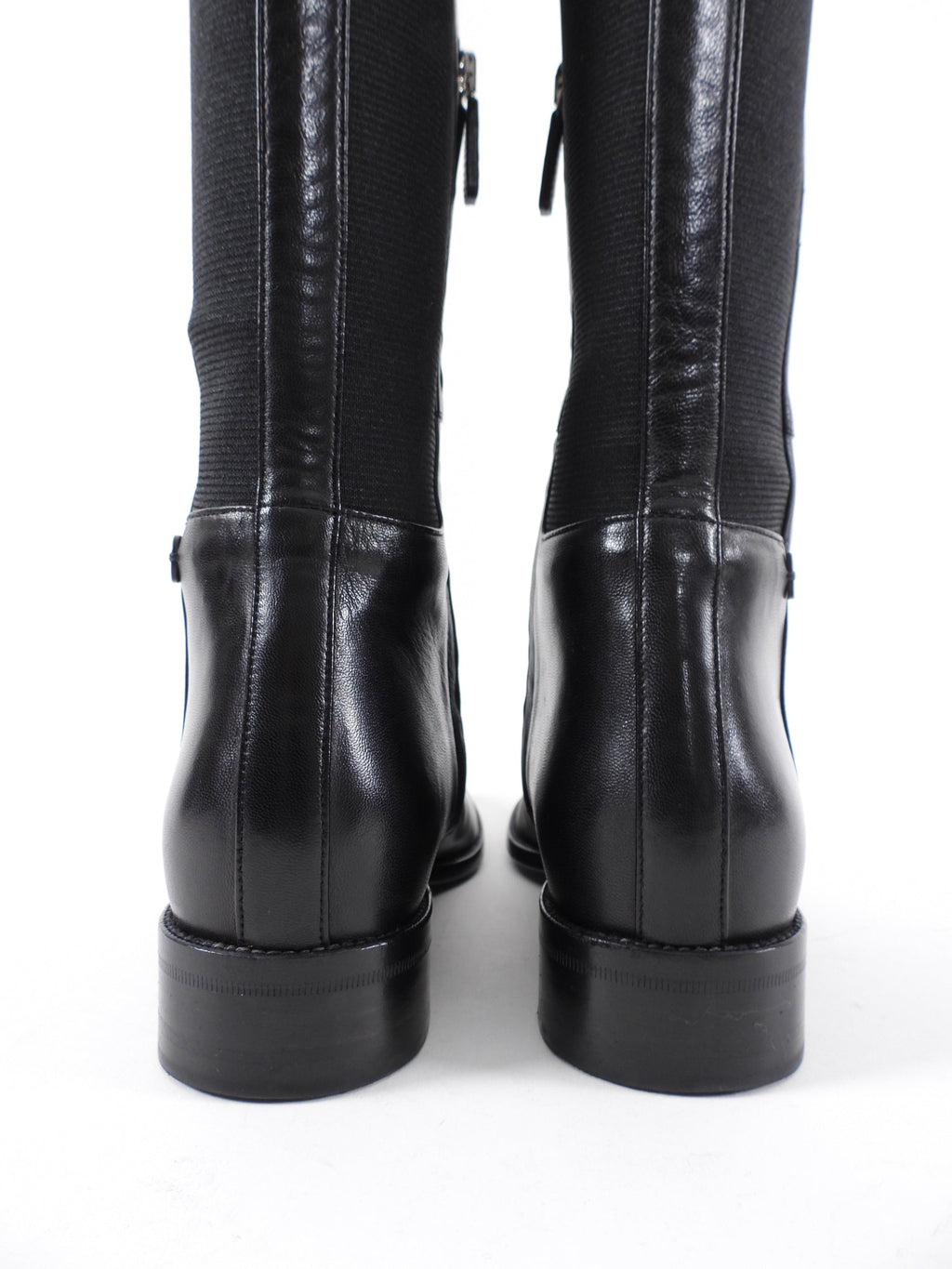 Gucci Black Leather Stretch Knee High Boots - 36.5