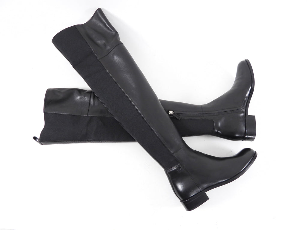 Gucci Black Leather Stretch Knee High Boots - 36.5