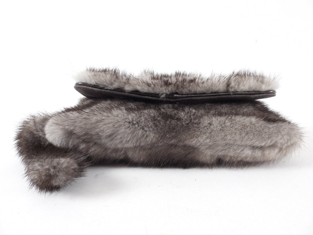 Gucci Tom Ford 2004 Grey Mink Fur Mini Dragon Evening Bag