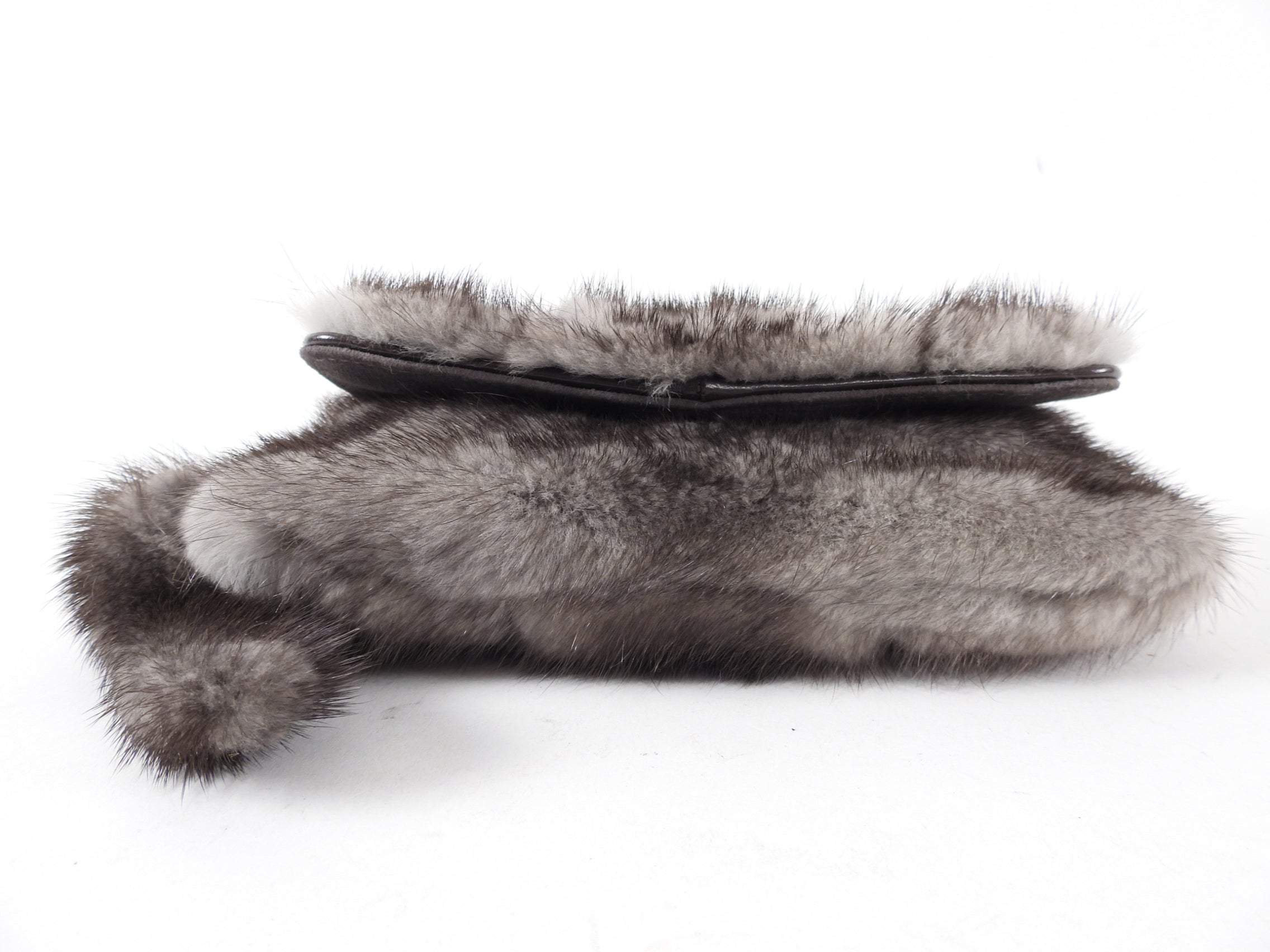Gucci Tom Ford 2004 Grey Mink Fur Mini Dragon Evening Bag