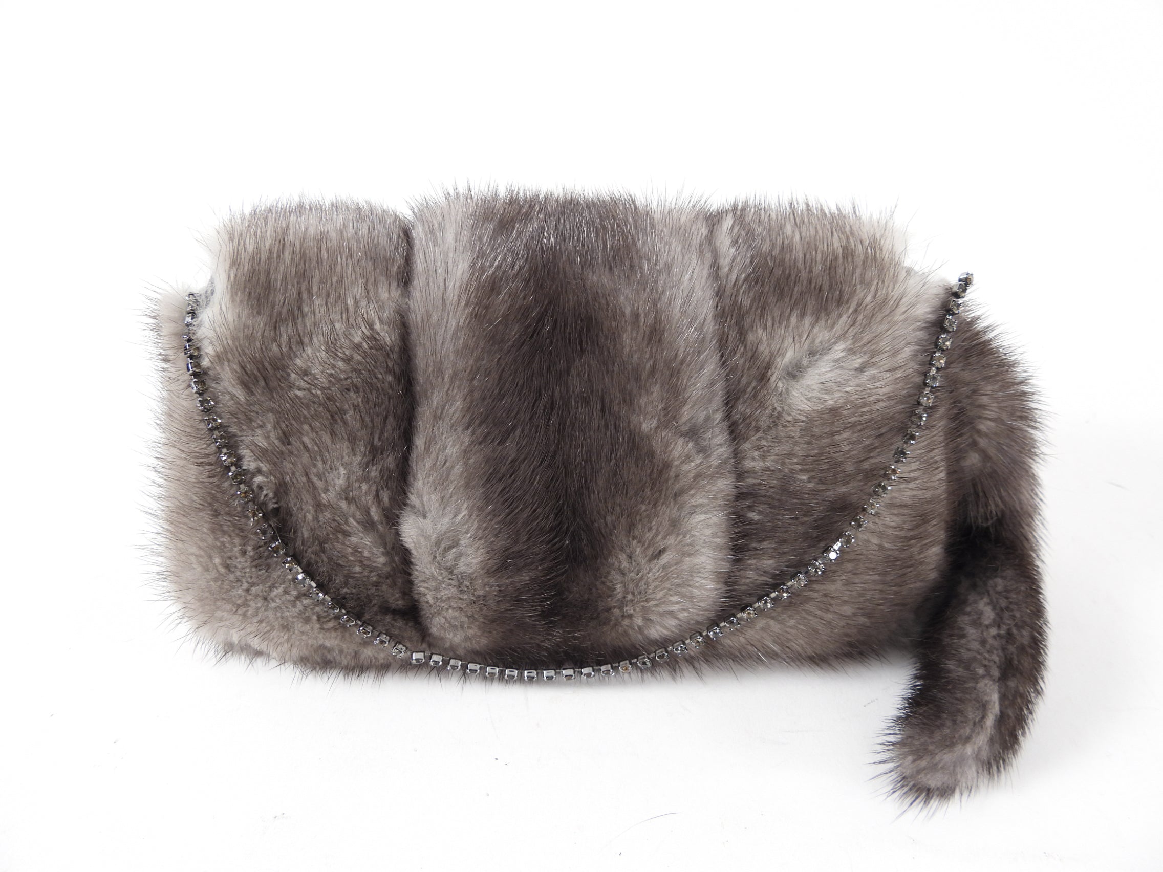 Gucci Tom Ford 2004 Grey Mink Fur Mini Dragon Evening Bag