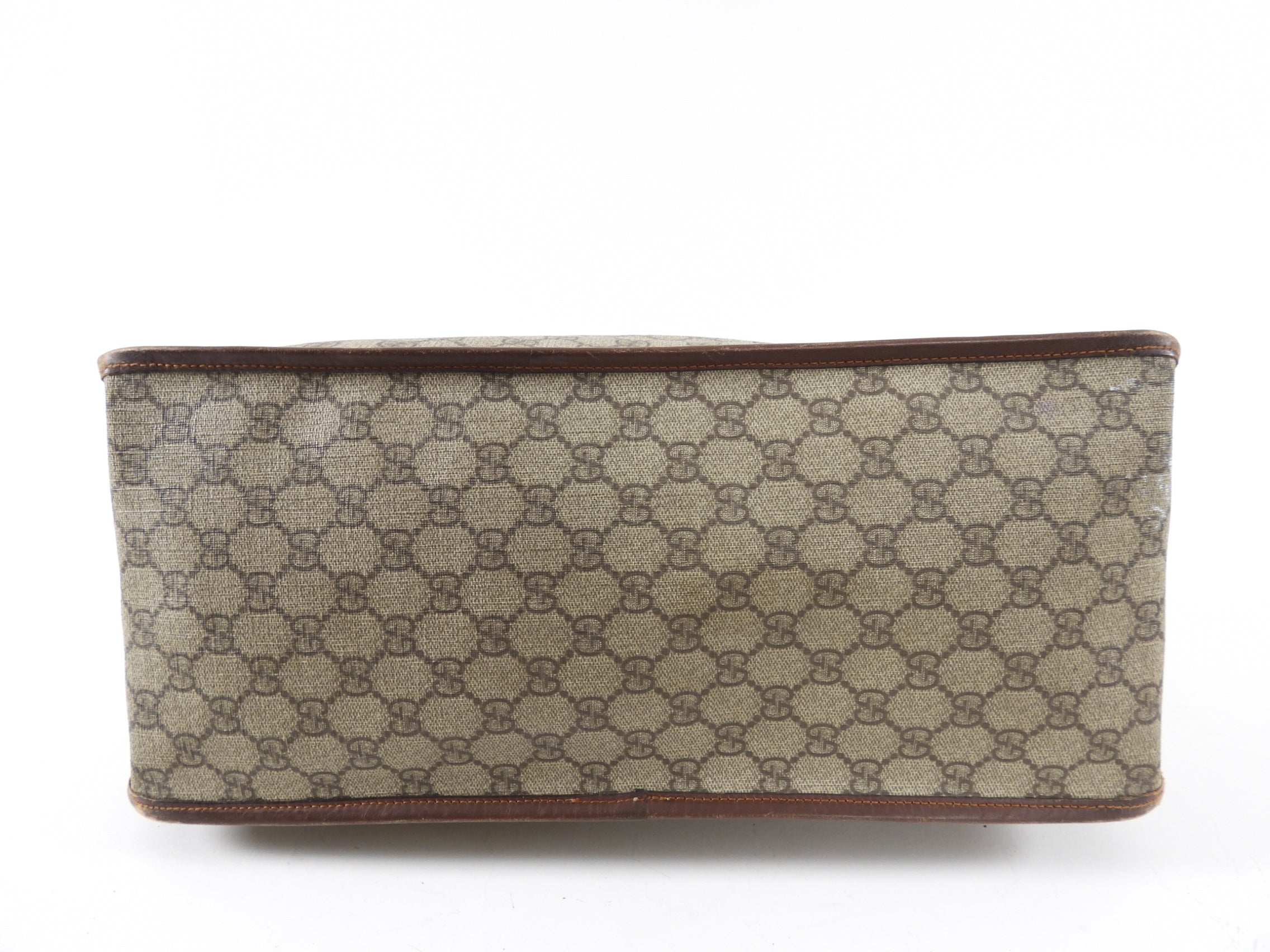 Gucci Vintage Brown Monogram Coated Canvas Zip Tote Bag