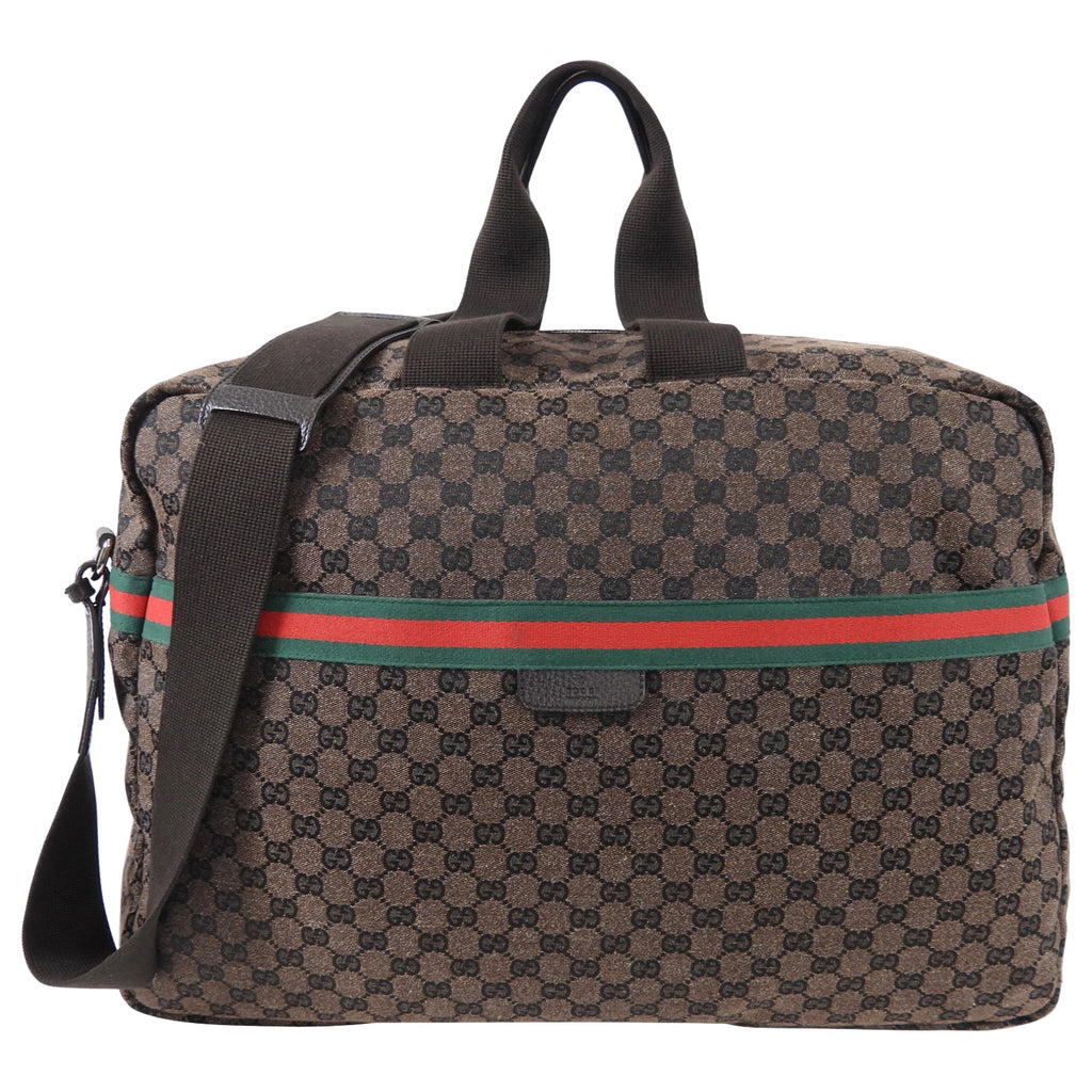 Gucci Extra Large Monogram Canvas Web Travel Duffle Bag