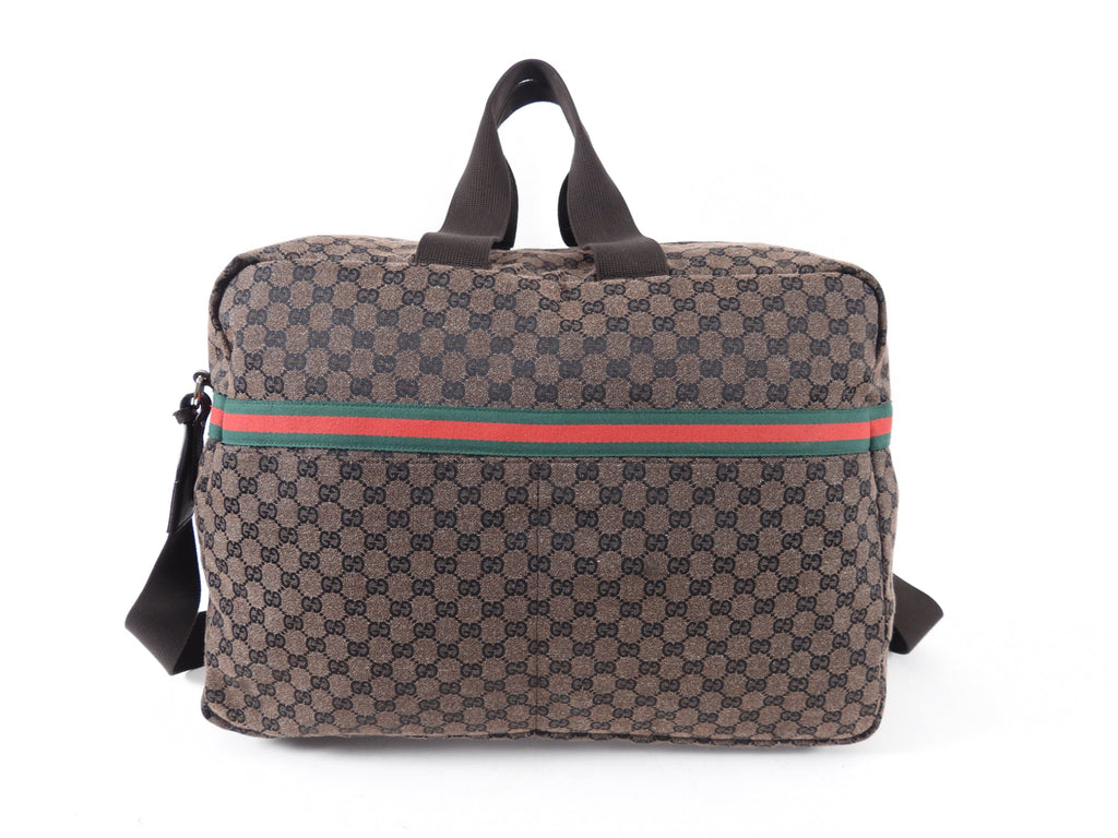 Gucci Extra Large Monogram Canvas Web Travel Duffle Bag