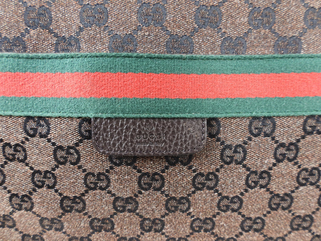 Gucci Extra Large Monogram Canvas Web Travel Duffle Bag