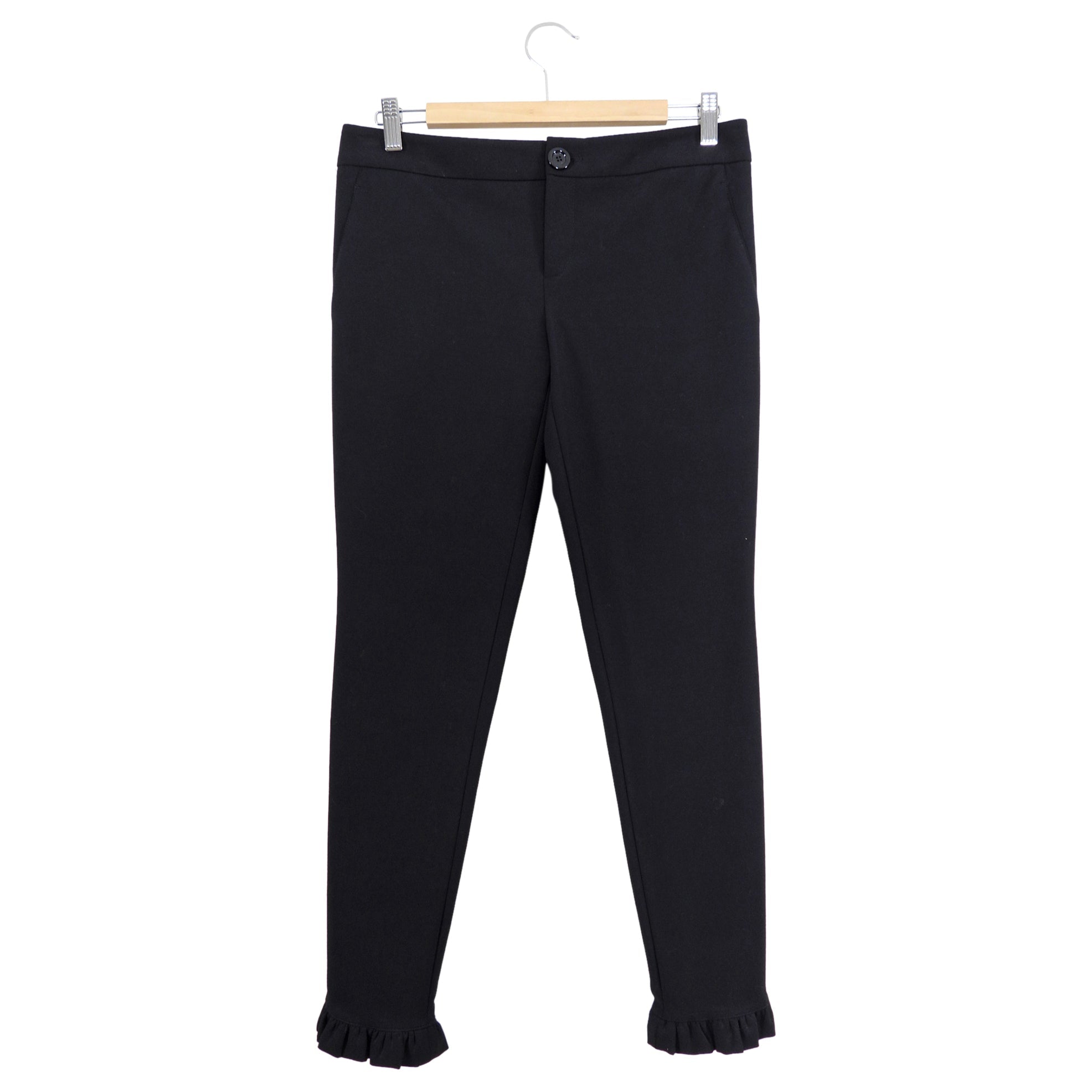 Gucci Black Ruffle Hem Slim Trousers - IT42 / USA 6