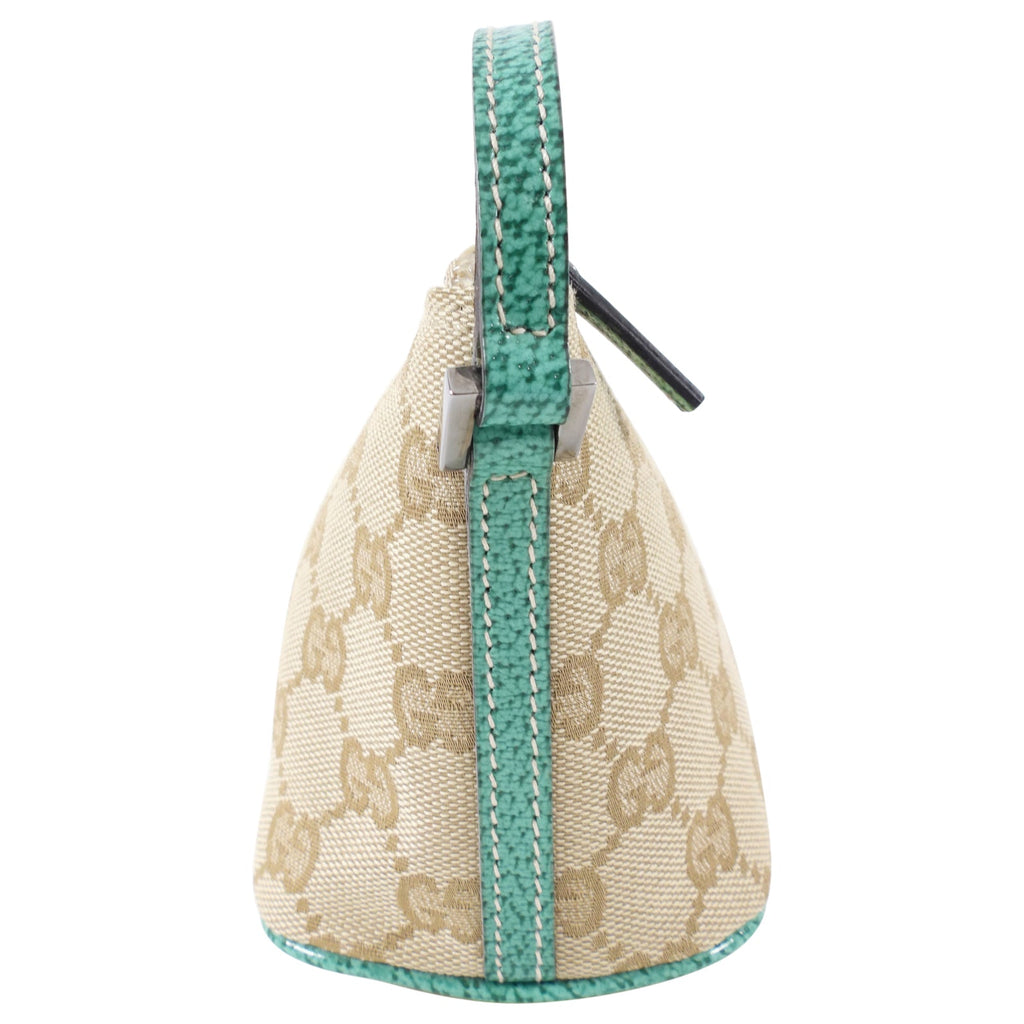 Gucci Monogram Canvas Turquoise Small Boat Pochette Bag