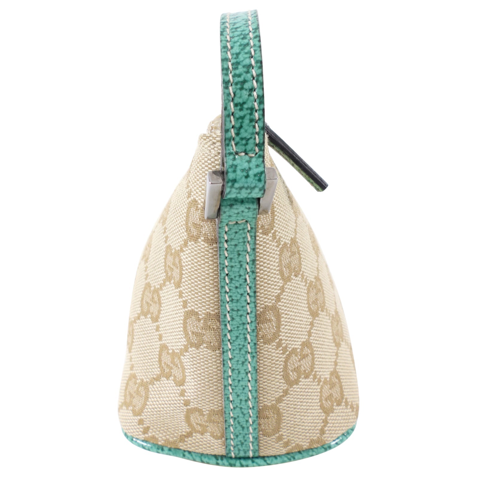 Gucci Monogram Canvas Turquoise Small Boat Pochette Bag