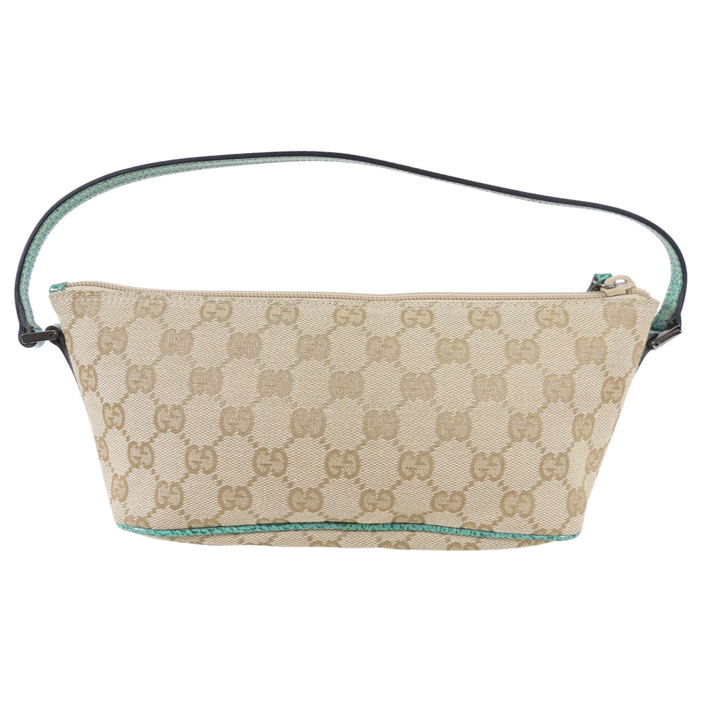 Gucci Monogram Canvas Turquoise Small Boat Pochette Bag