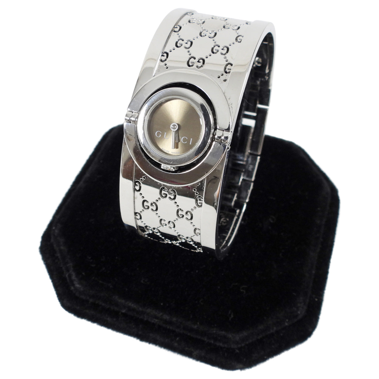 Gucci Narrow Silver 112 Twirl GG Bangle Watch