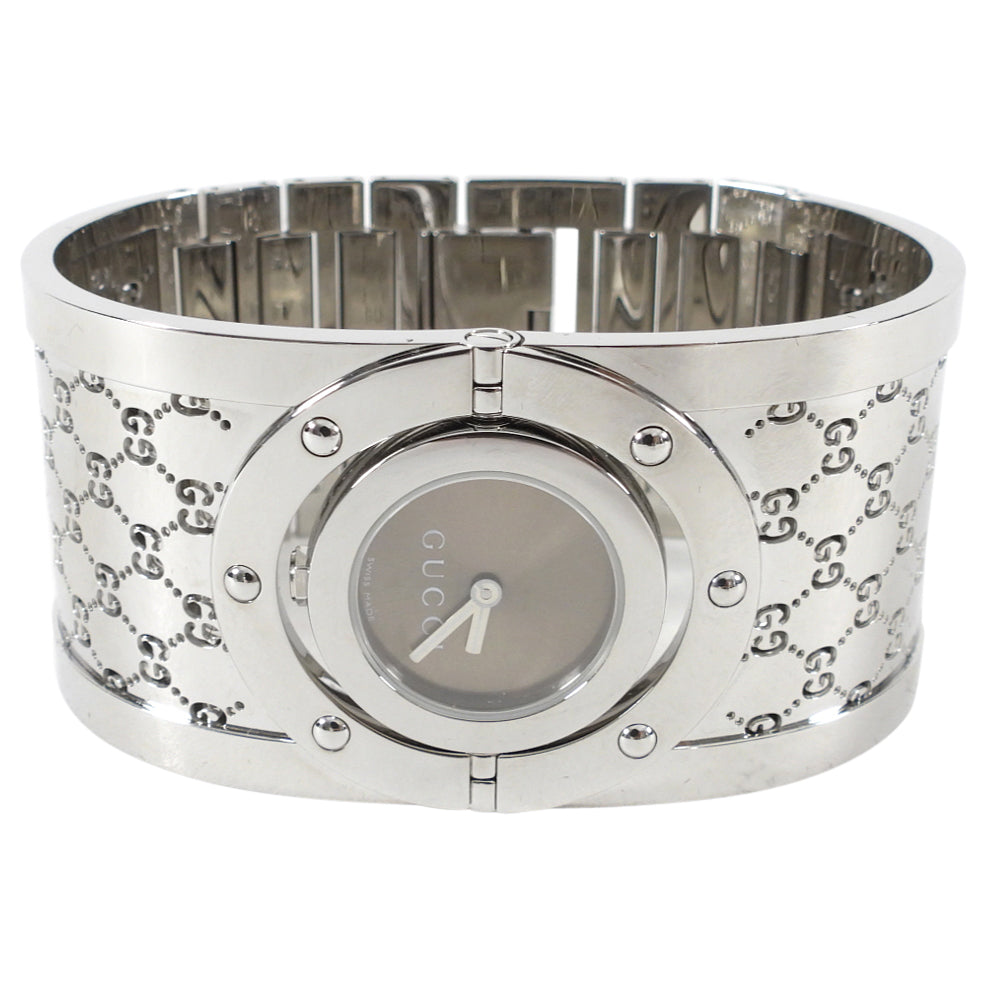 Gucci Wide Silver 112 Twirl GG Bangle Watch