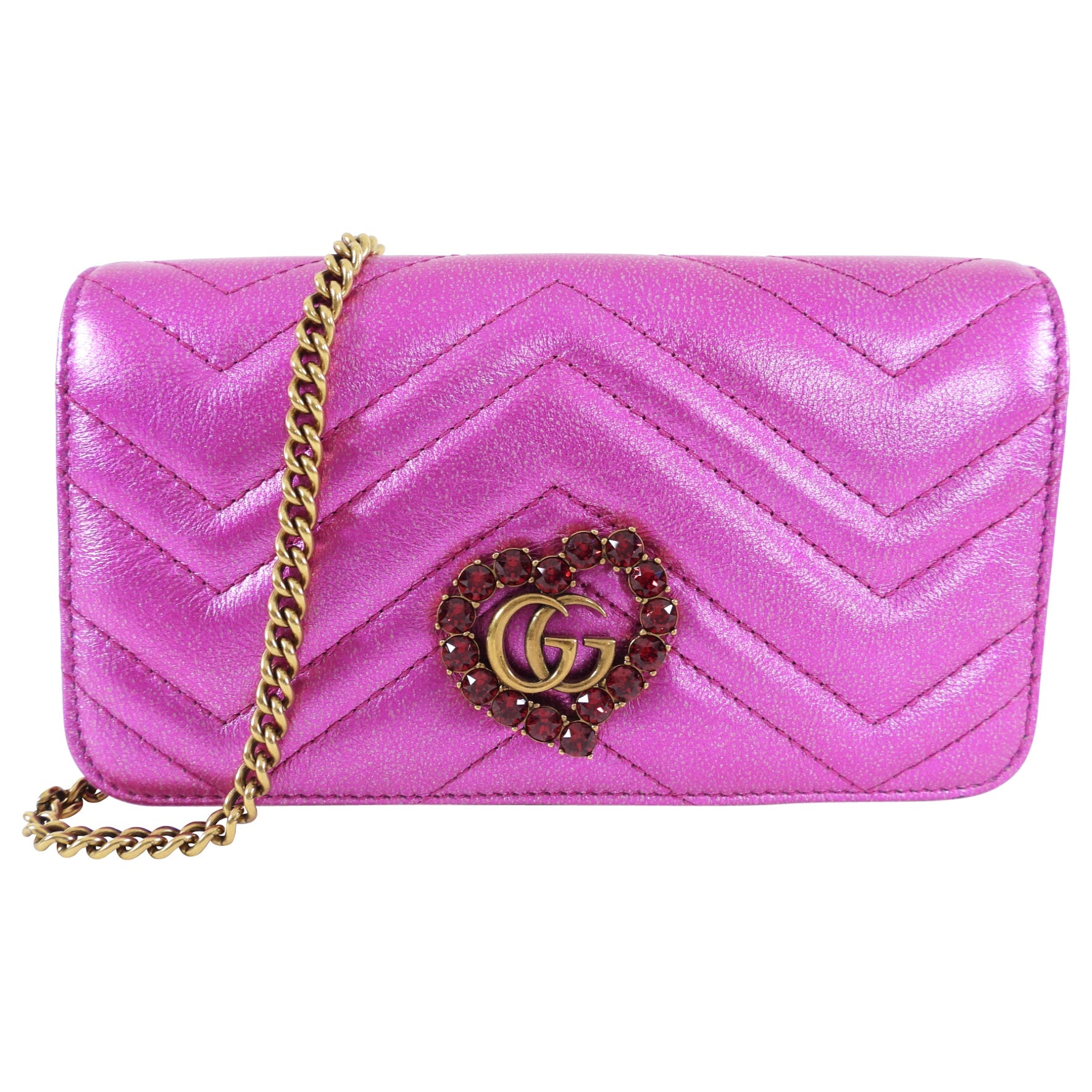 Gucci Limited Edition Valentine Fuchsia Heart Crossbody Bag