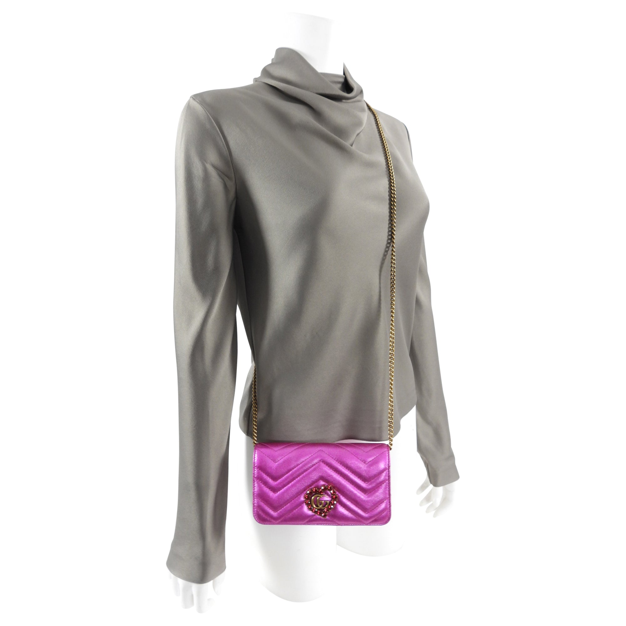 Gucci Limited Edition Valentine Fuchsia Heart Crossbody Bag