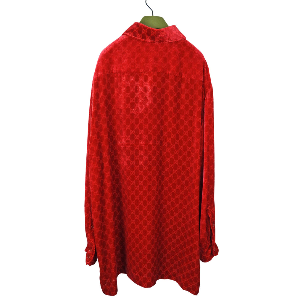 Gucci red velvet Monogram Devore Oversized Shirt - L