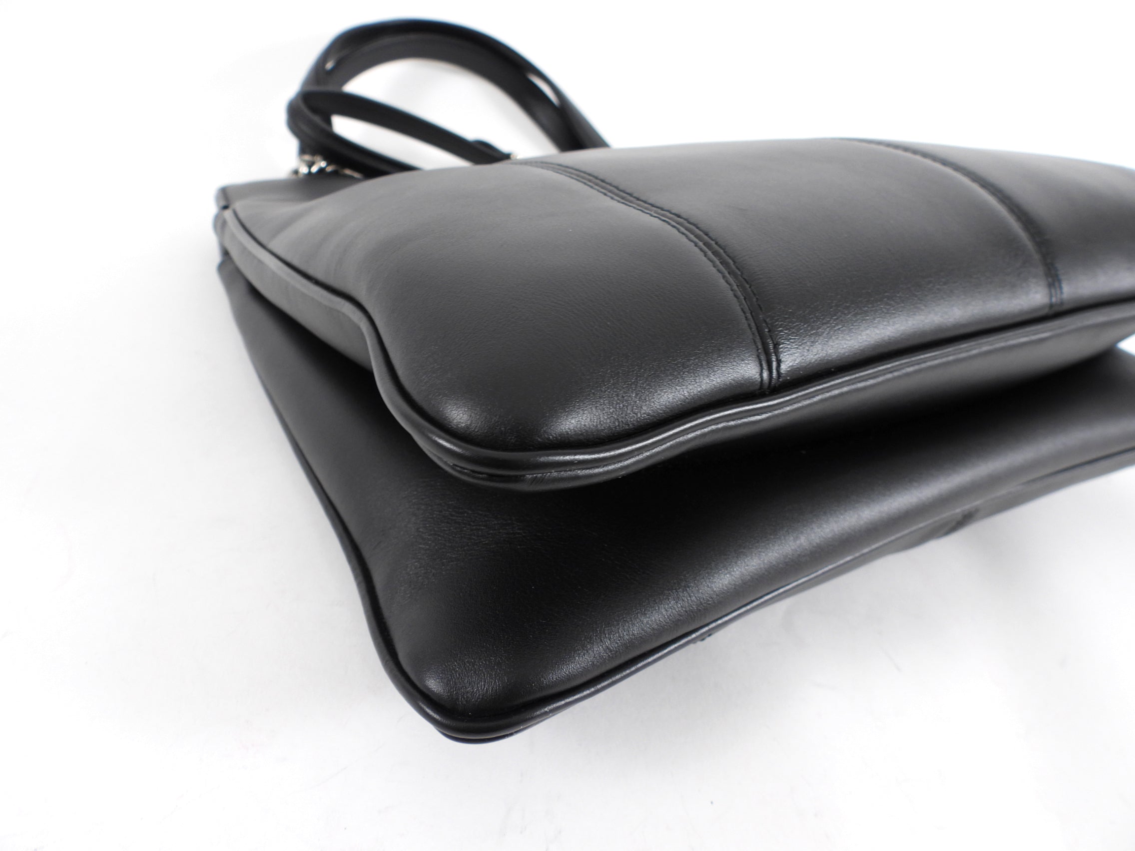 Gucci Black Leather Petite GG Two Way Tote Bag
