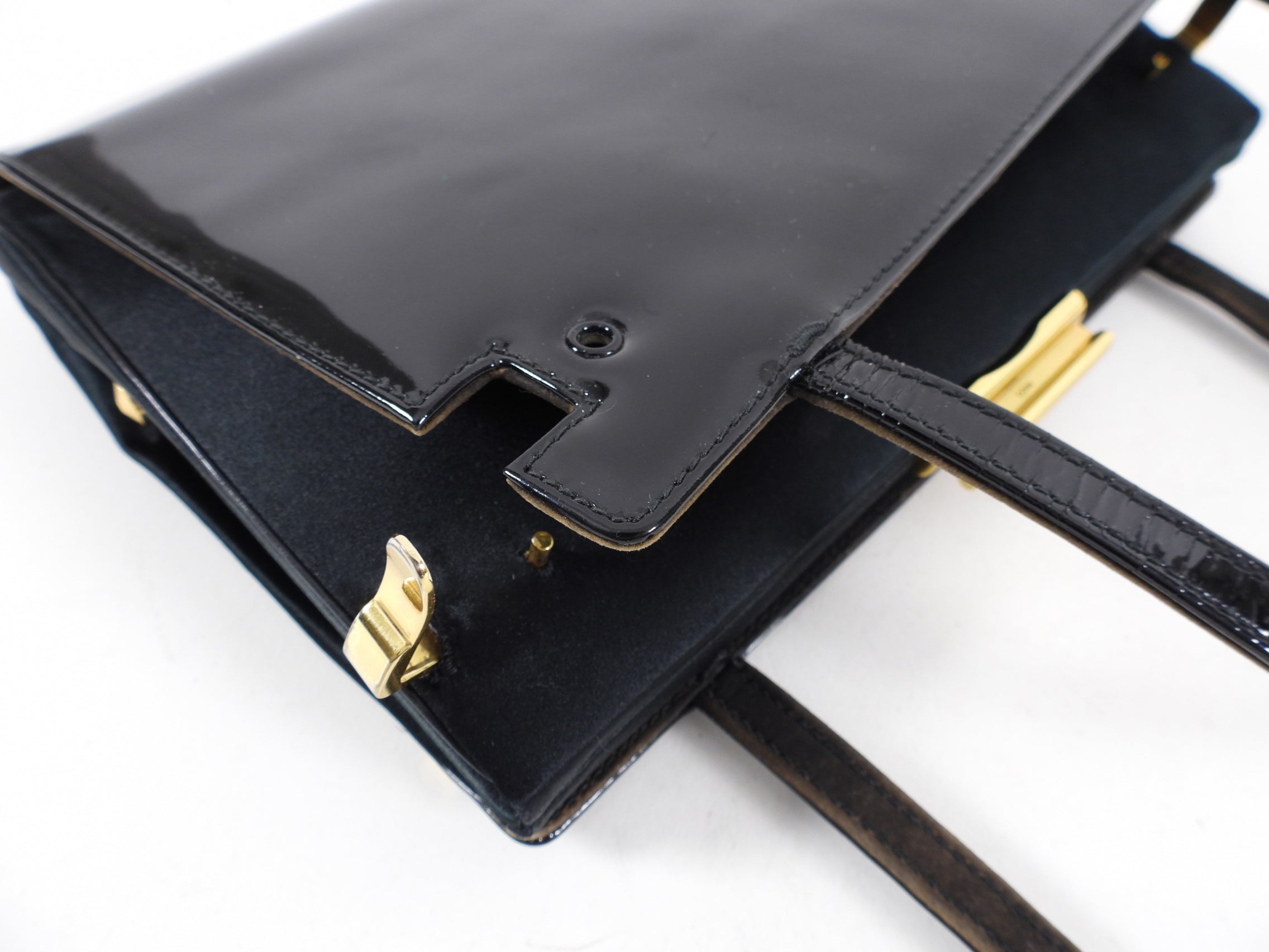 Gucci Vintage 1950’s Black Silk Satin Convertible Clutch Bag