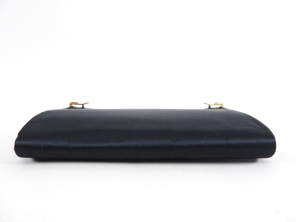 Gucci Vintage 1950’s Black Silk Satin Convertible Clutch Bag
