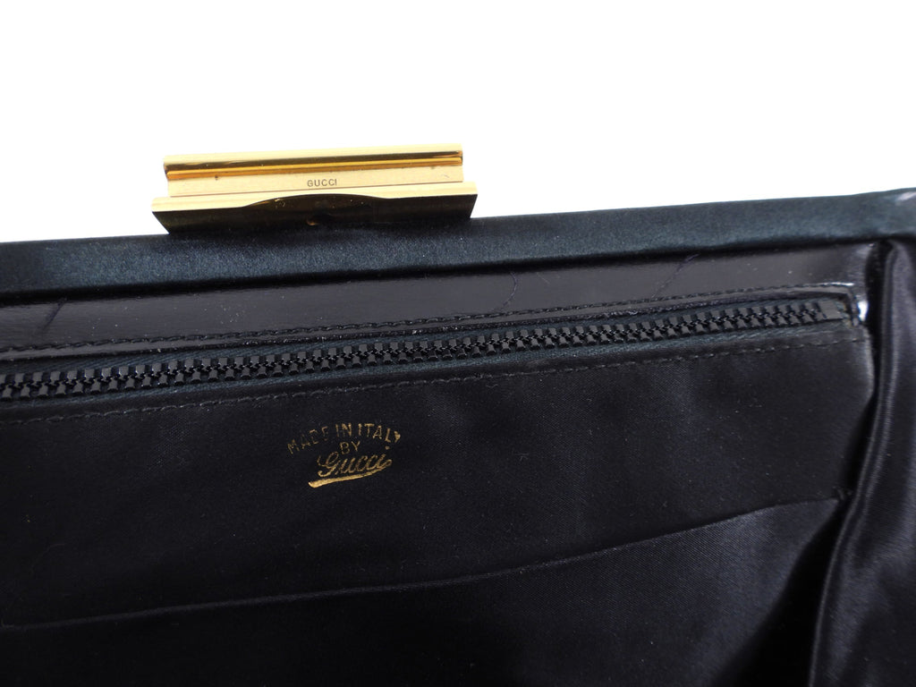 Gucci Vintage 1950’s Black Silk Satin Convertible Clutch Bag
